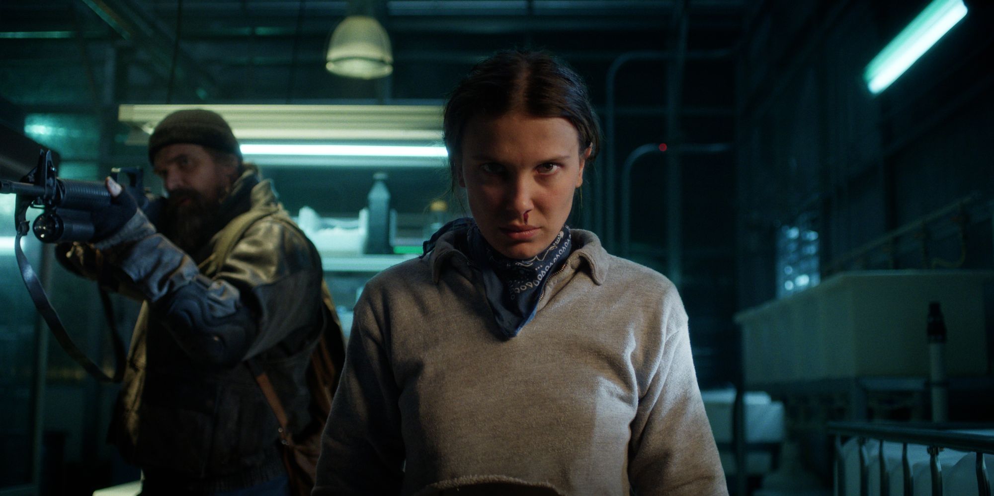 In the series, Hopper (left) urges Eleven to consider a future beyond the battle, while Kali argues that ending their own lives may be the only way to permanently eliminate the possibility of being used to create more children like them