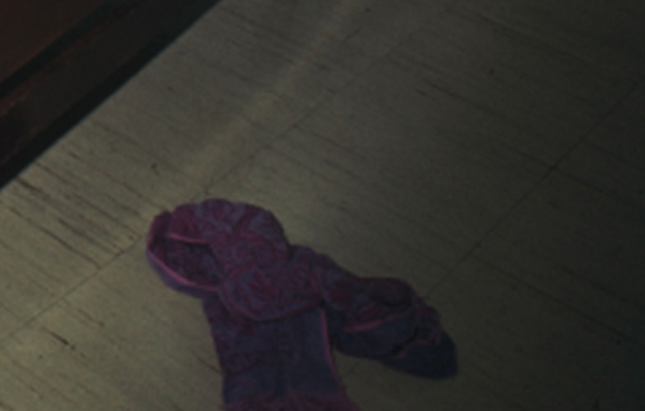 A purple towel at the foot of the bed was noted by lab technicians as being 'noticeably damp' with three 'hardened stained areas...consistent with semen'