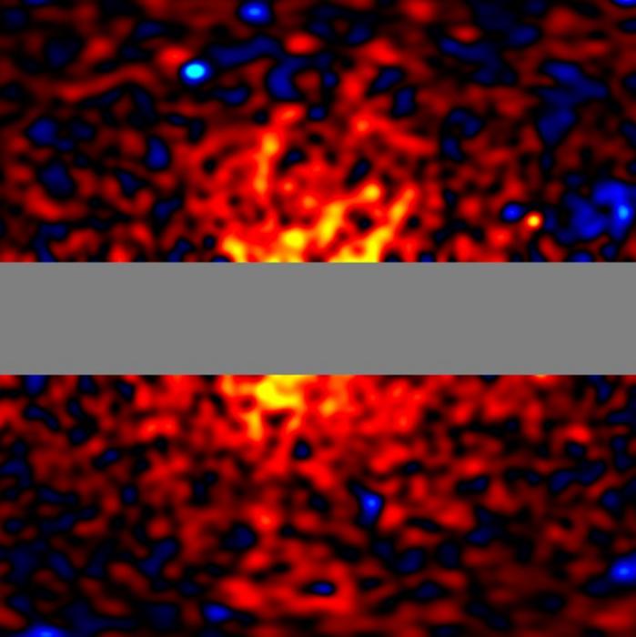 Gamma-ray intensity map excluding components other than the halo, spanning approximately 100 degrees in the direction of the Galactic centre