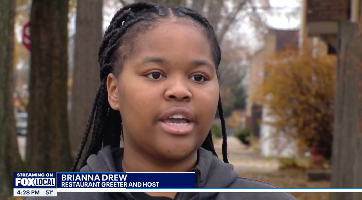 Brianna Drew says the group kicked, punched and ripped out chunks of her hair when she told them it would be a 30 minute wait