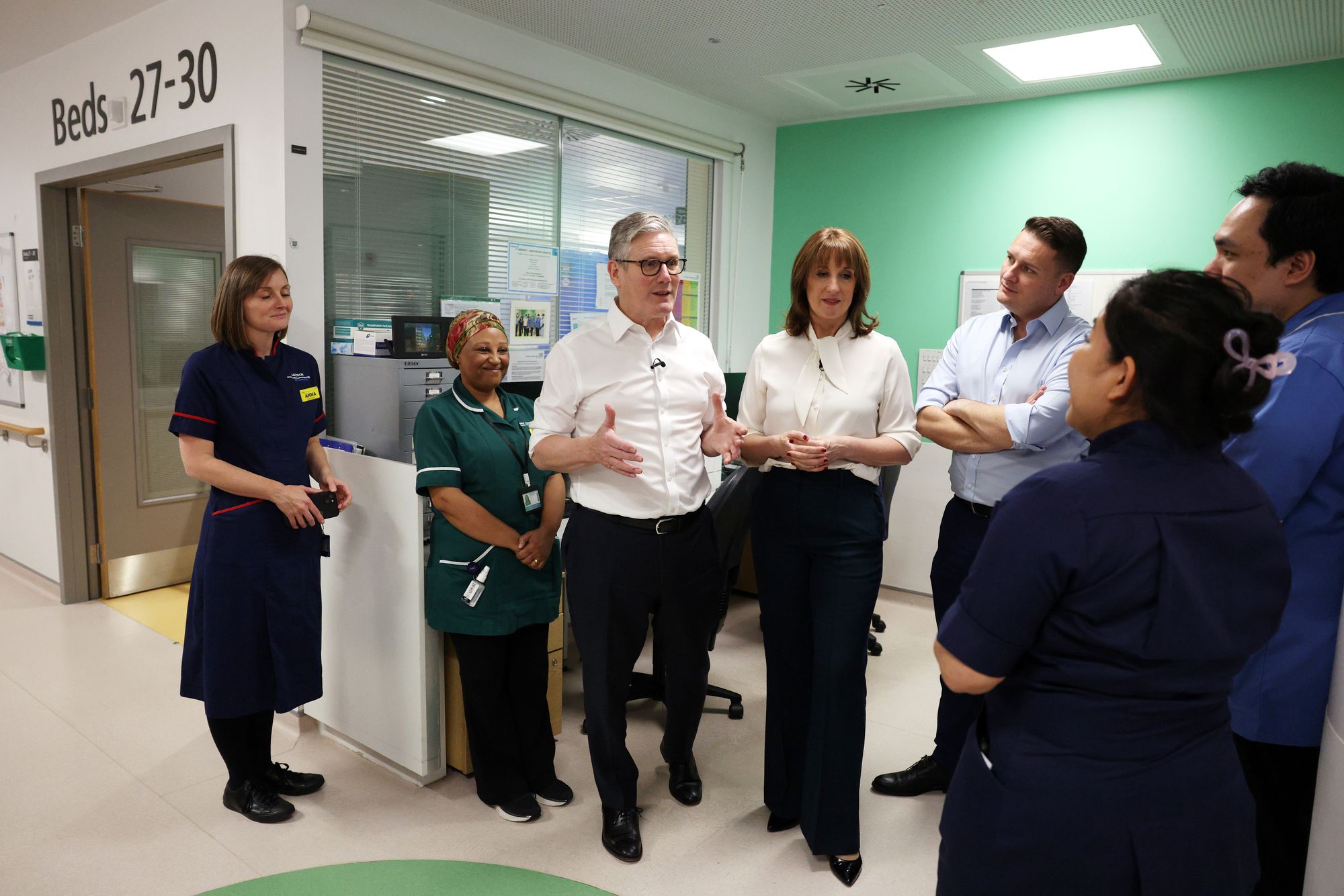 Reeves, Starmer and health secretary Wes Streeting on a hospital visit after the Budget