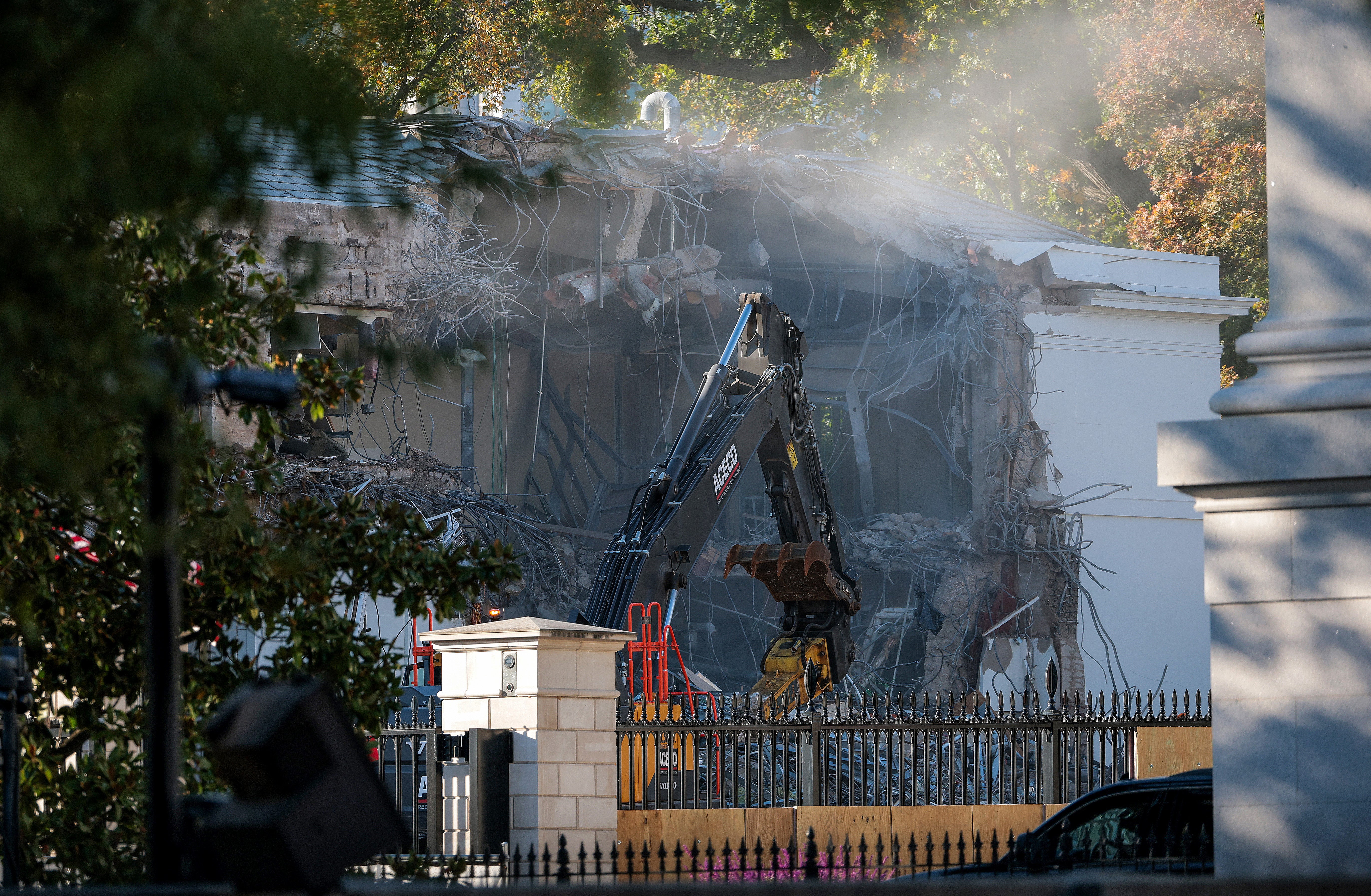 The East Wing of the White House is demolished by work crews in October.