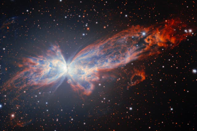 <p>The aptly named Butterfly Nebula lies 2,500 to 3,800 light-years away in the constellation Scorpius.</p>
