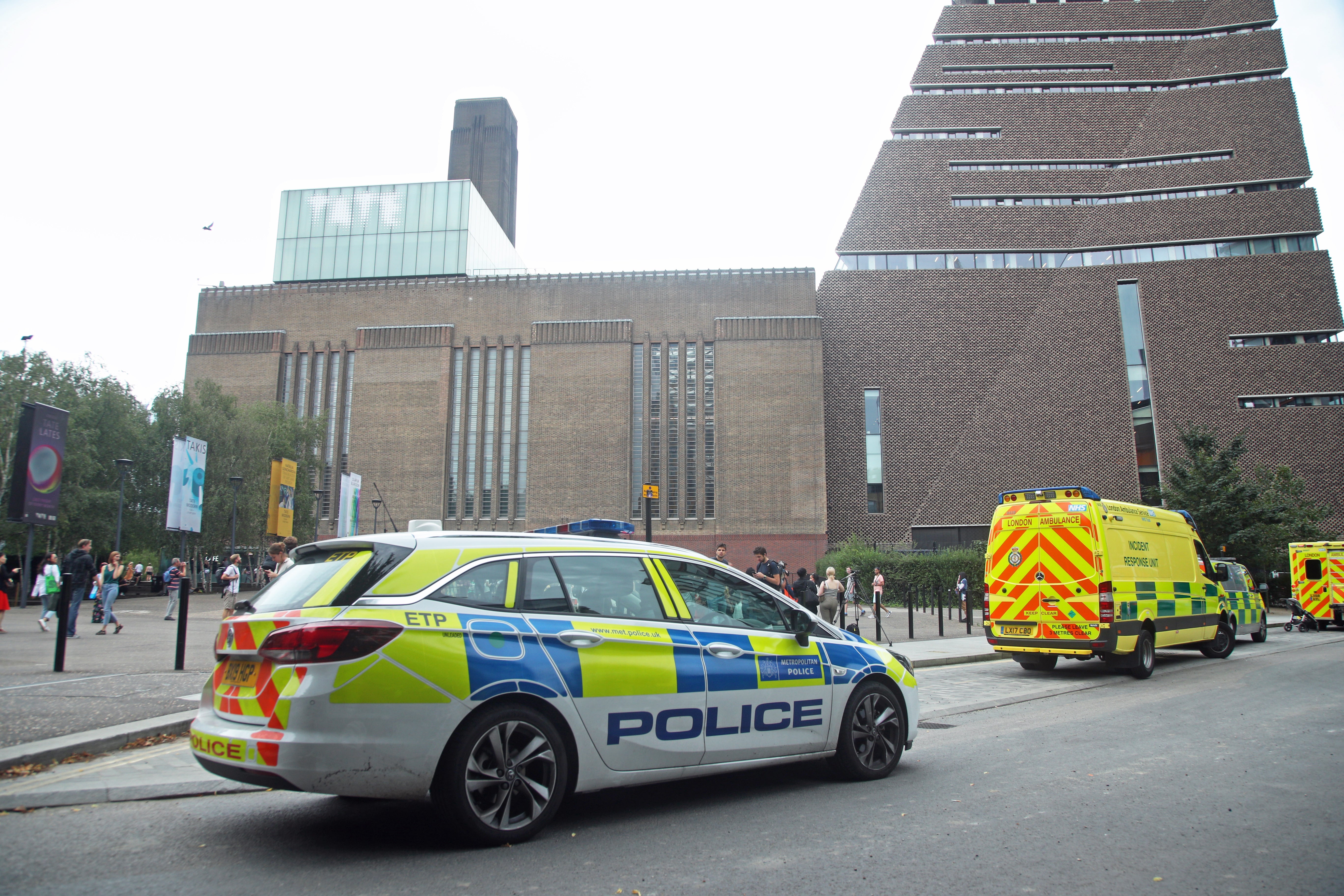 Emergency crews attending the scene at the Tate Modern art gallery in 2019