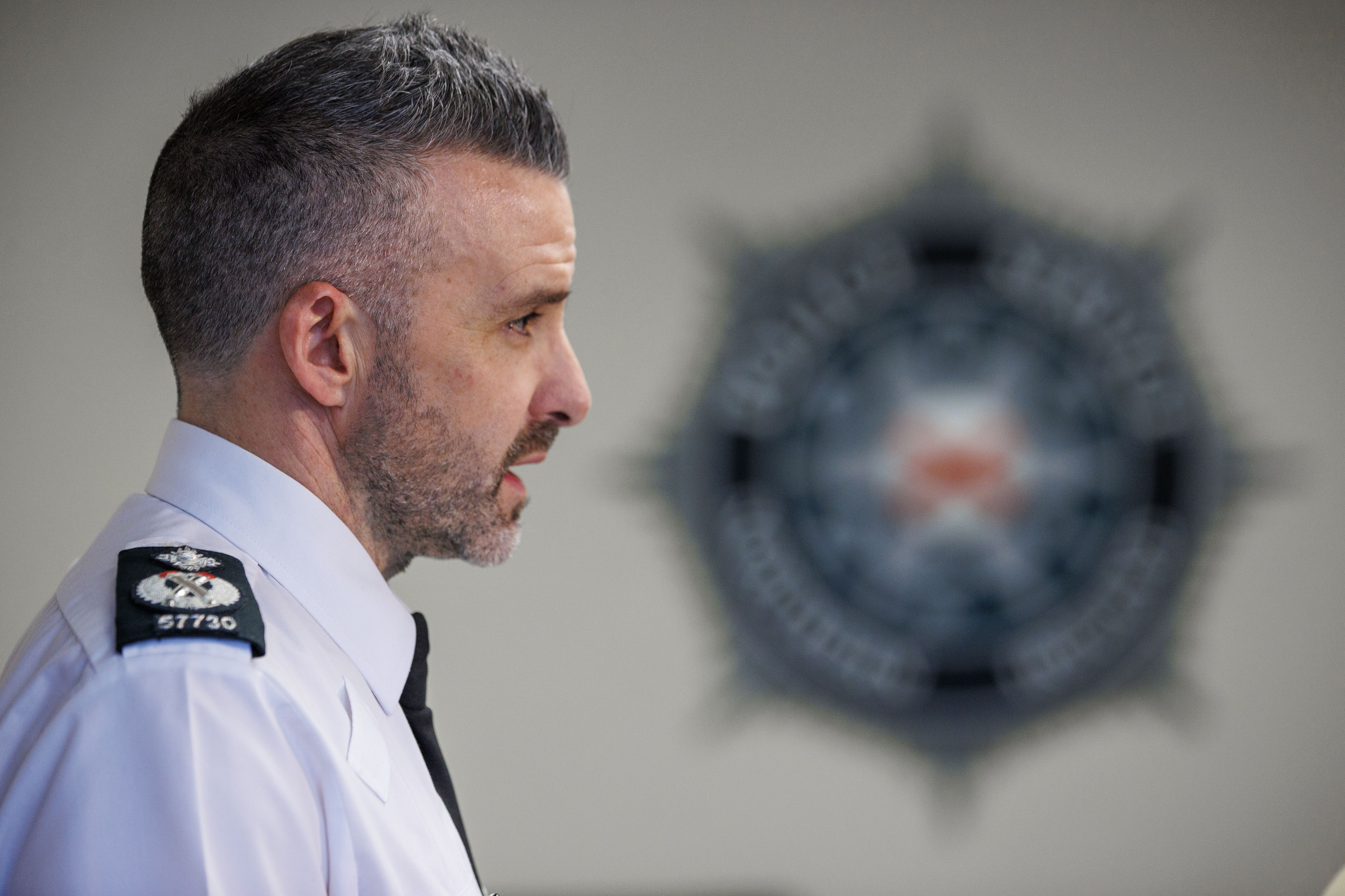 Deputy chief constable Bobby Singleton speaks to the media during a police briefing at Police Service of Northern Ireland headquarters in Belfast (Liam McBurney/PA)