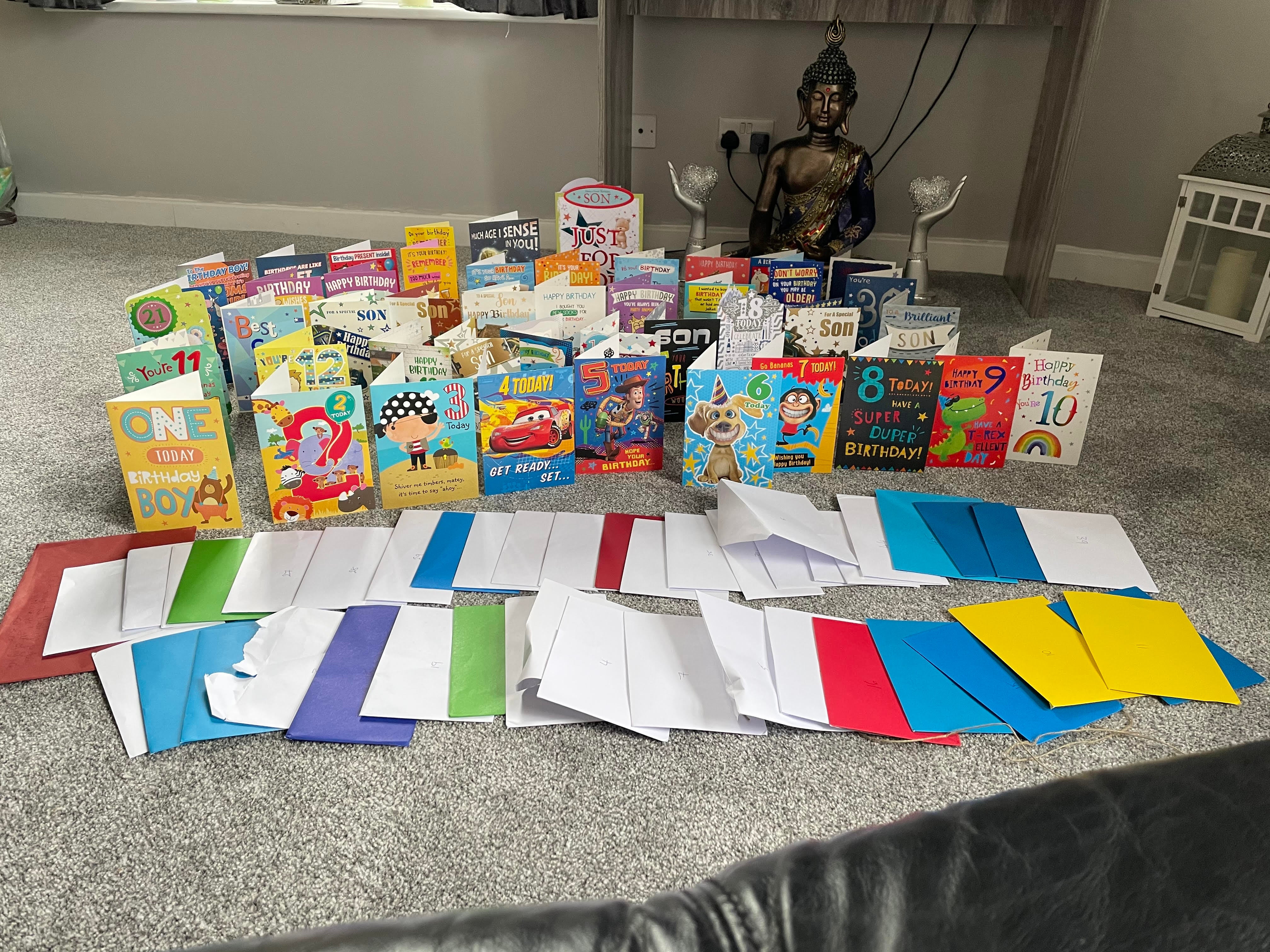 Birthday cards from his mother on Leon’s 45th birthday