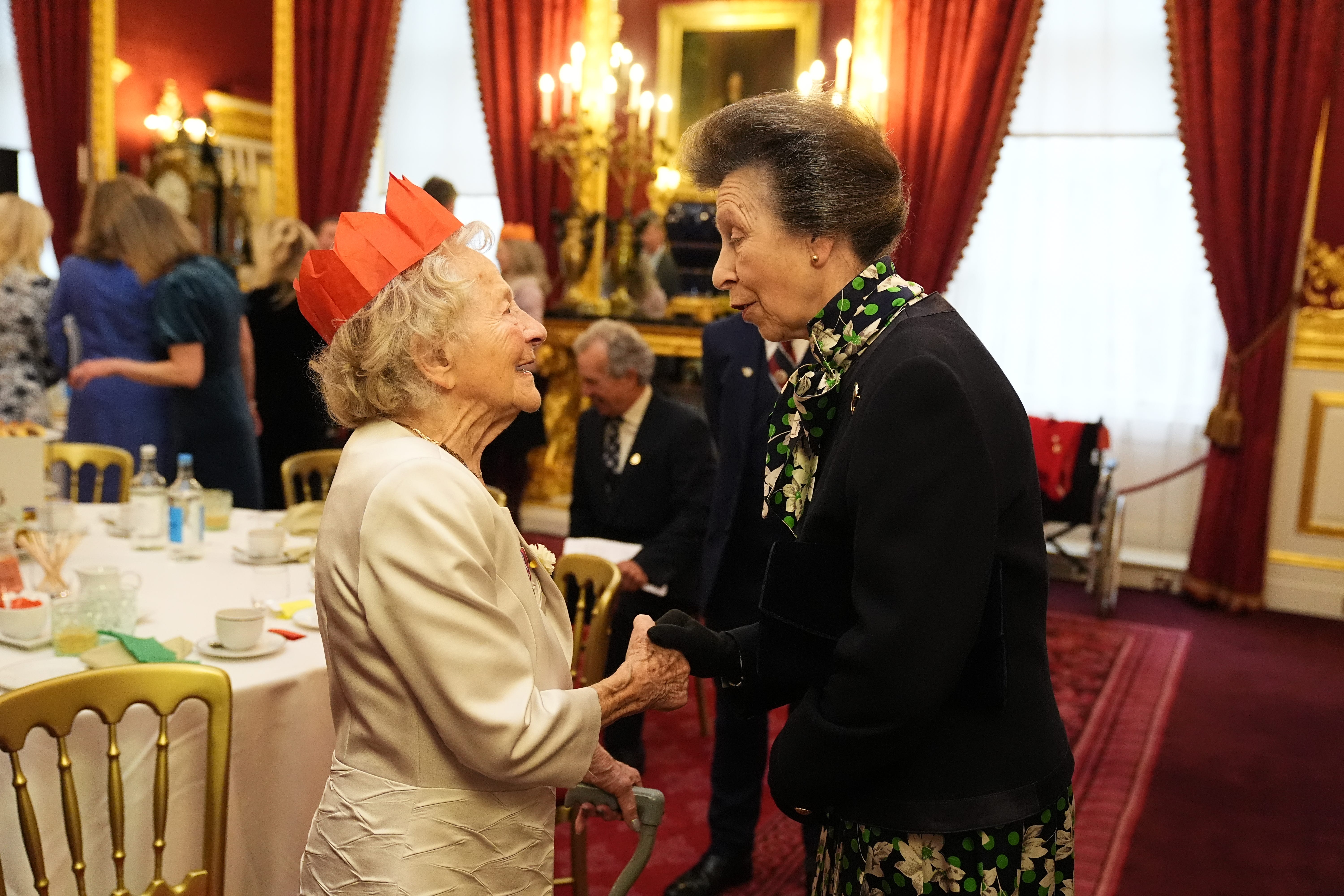 The Princess Royal, Patron of the Not Forgotten Association, meeting veteran Dorothea Barron during a tea party for association members at St James’s Palace, London. Picture date: Thursday November 27, 2025.