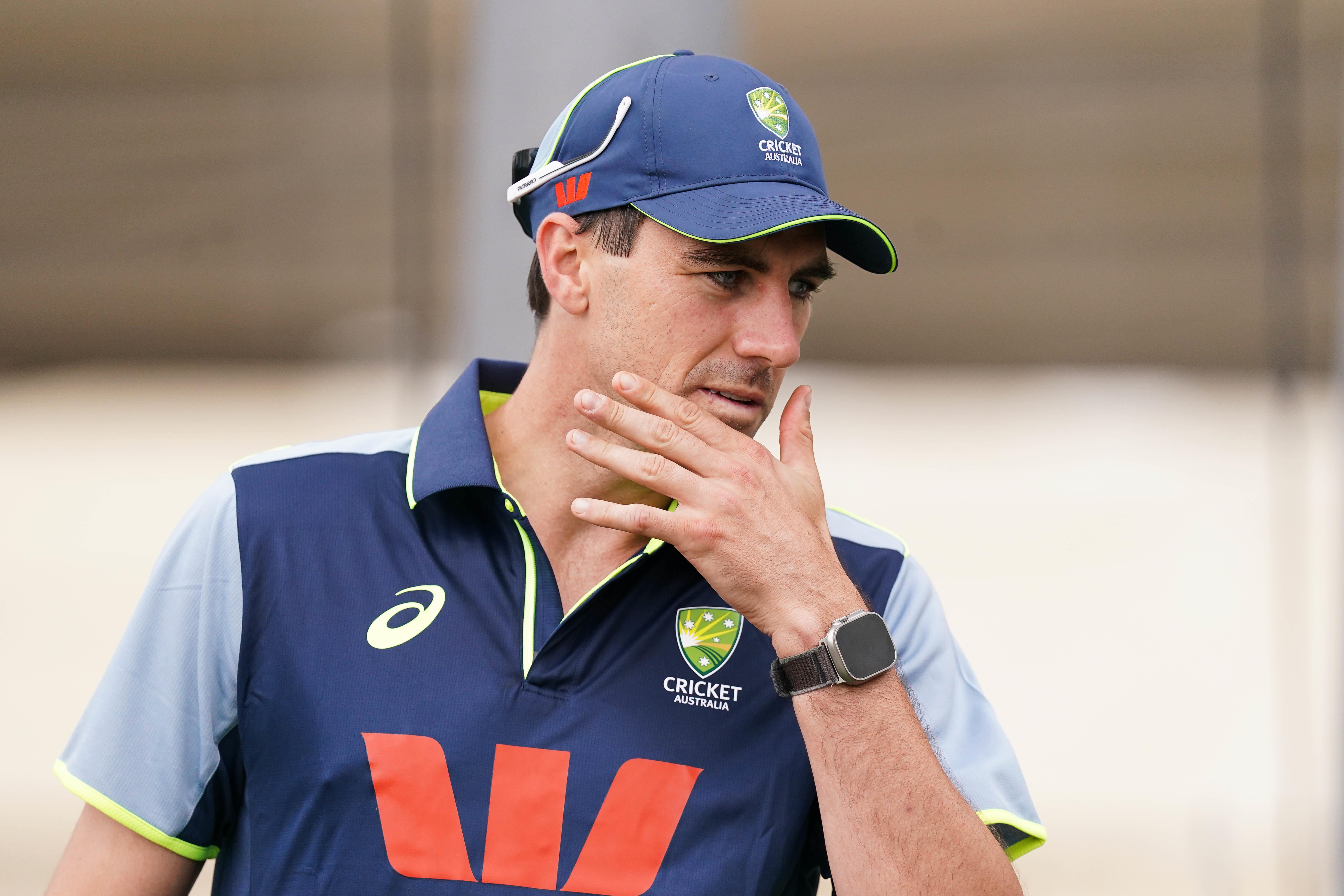 Pat Cummins, pictured during a nets session, has not been included in Australia’s squad for the second Ashes Test in Brisbane (Robbie Stephenson/PA).