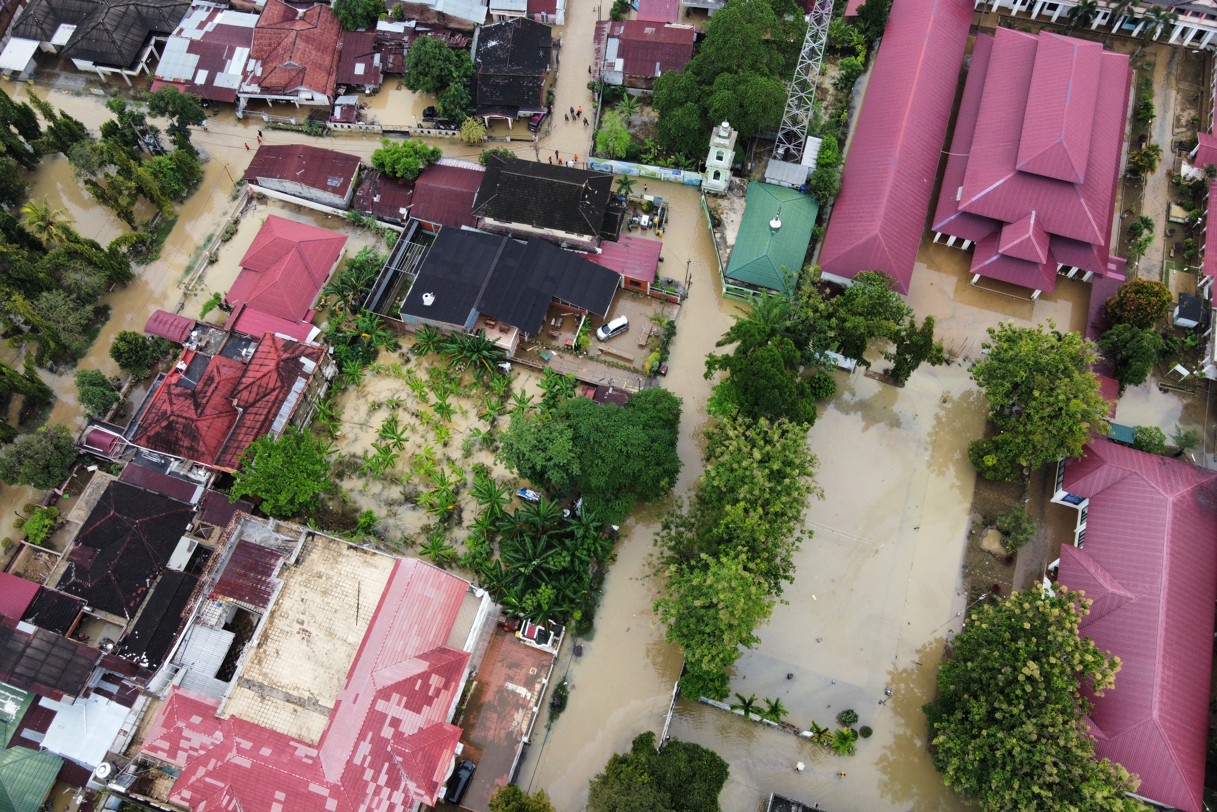 <p>A flooded neighborhood in Medan, North Sumatra, Indonesia</p>
