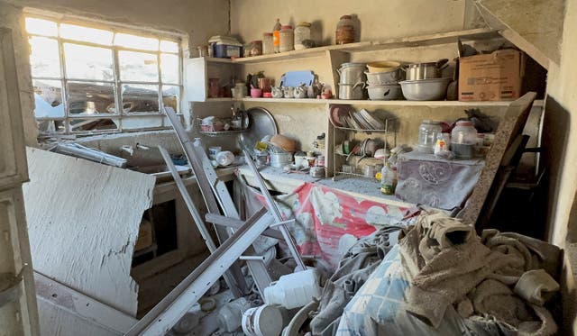 <p>A damaged kitchen following Israeli raid on Friday, according to Syrian state media, in Beit Jinn</p>