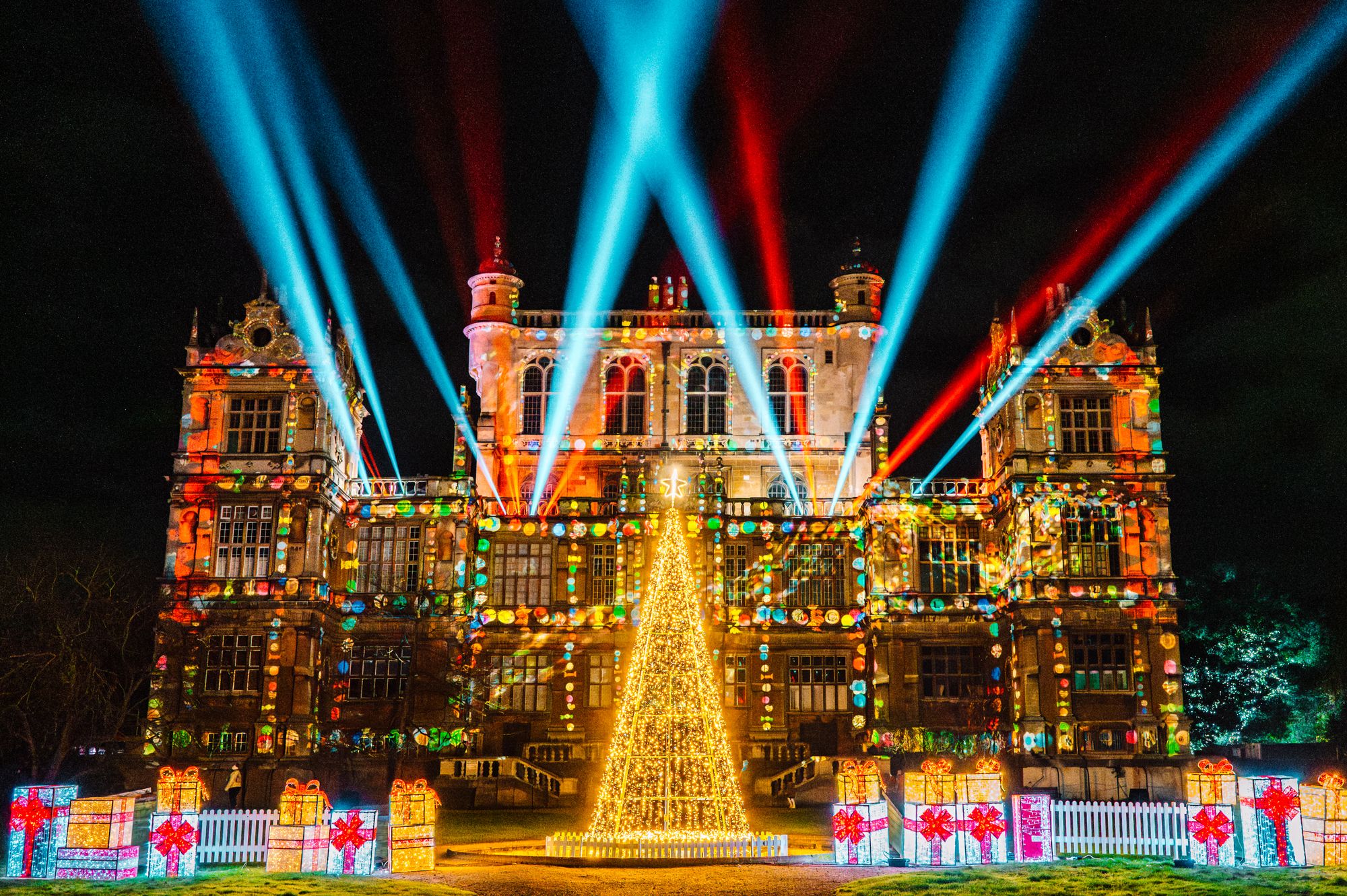 See Wollaton Hall in a cascade of colour