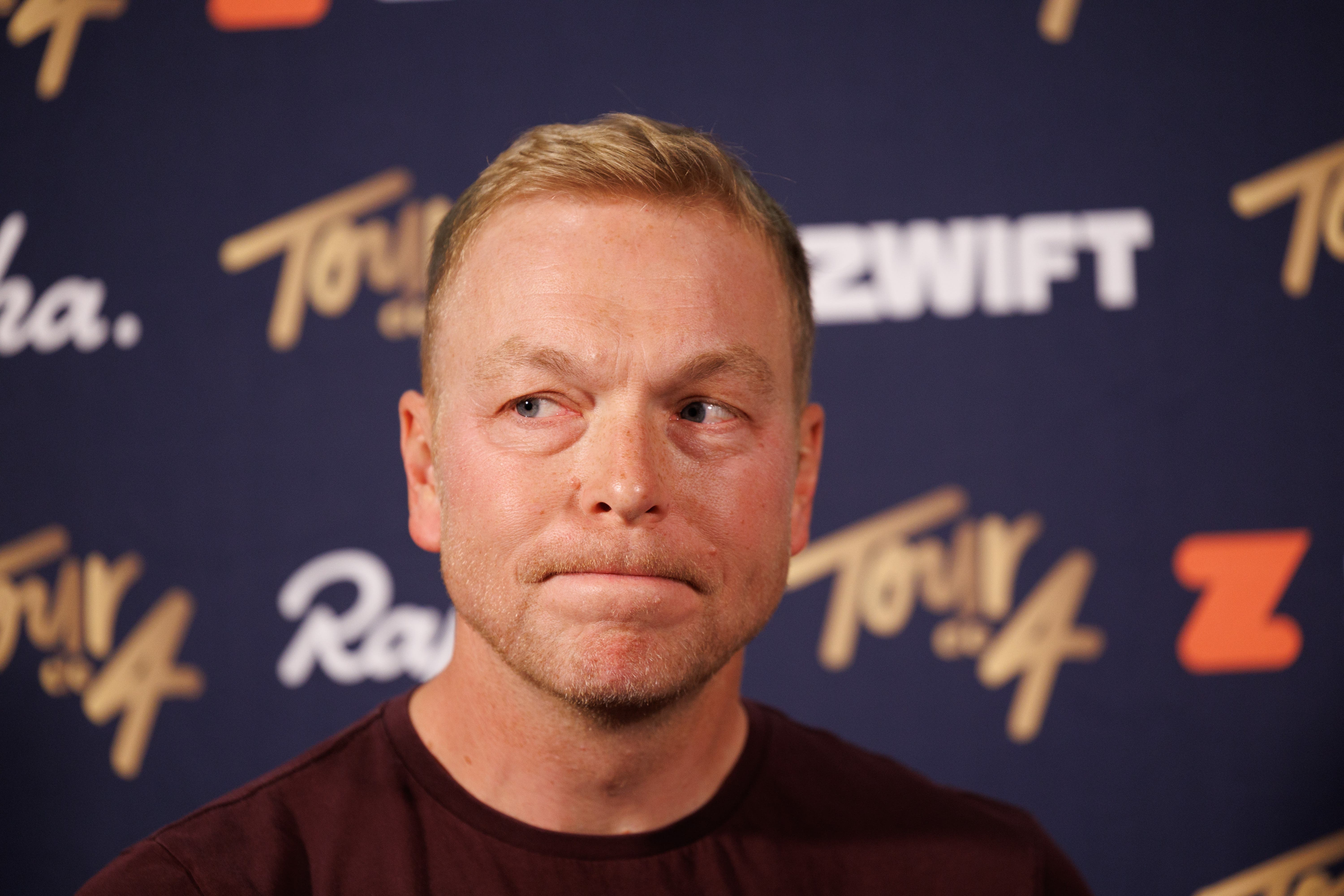 <p>Sir Chris Hoy broke his leg in the crash </p>