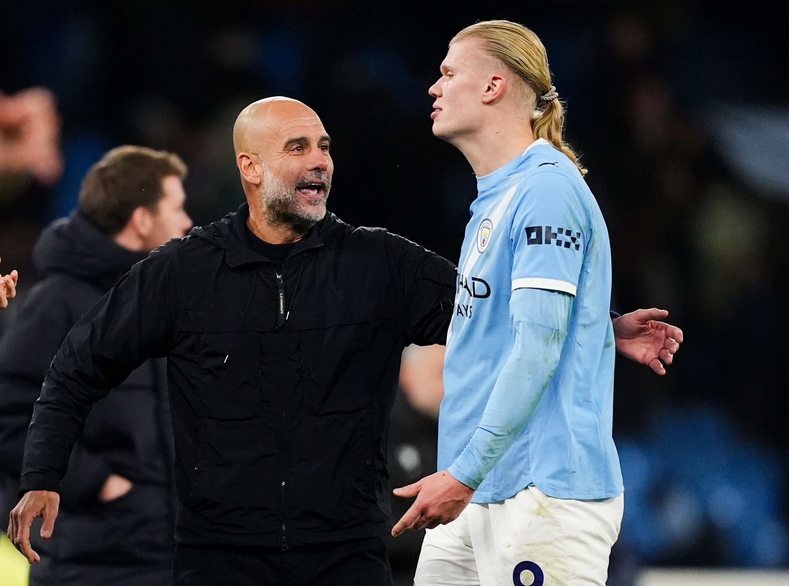 Pep Guardiola praised Erling Haaland after he reached 100 Premier League goals (Martin Rickett/PA)
