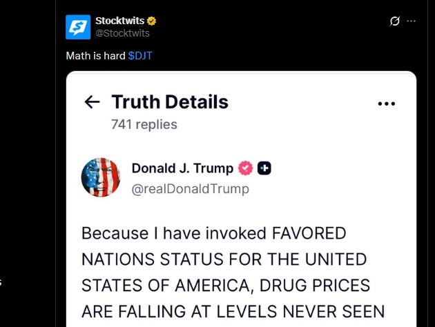 A tweet from the 'Stocktwits' account roasted Donald Trump Saturday