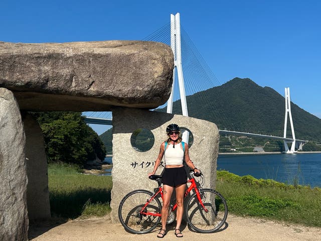 <p>Samantha at Tatara Shimanami Park on Japan’s Shimanami Kaidō route </p>