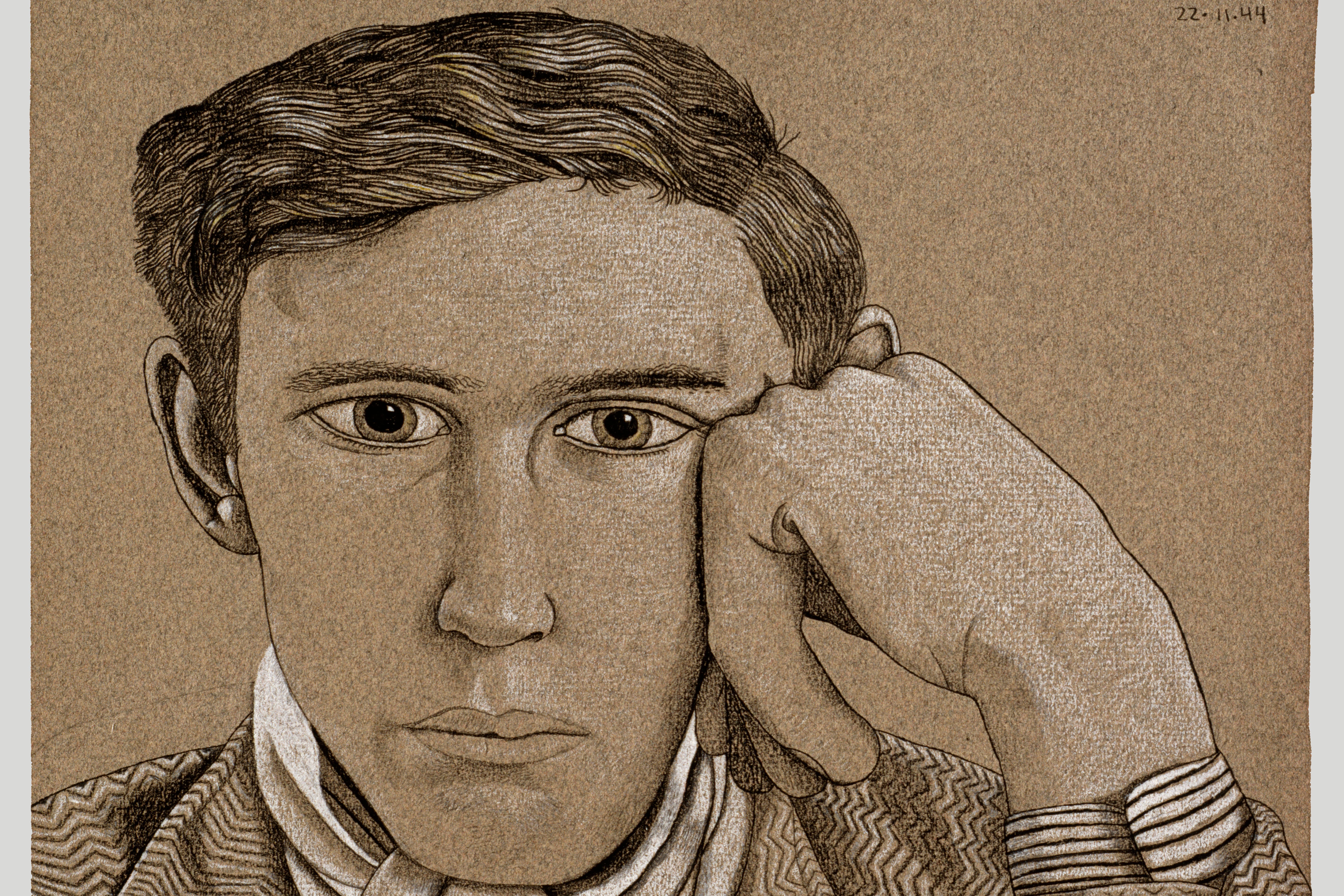 <p>‘Portrait of a Young Man’ (1944), a black crayon and chalk on paper drawing by Lucian Freud</p>