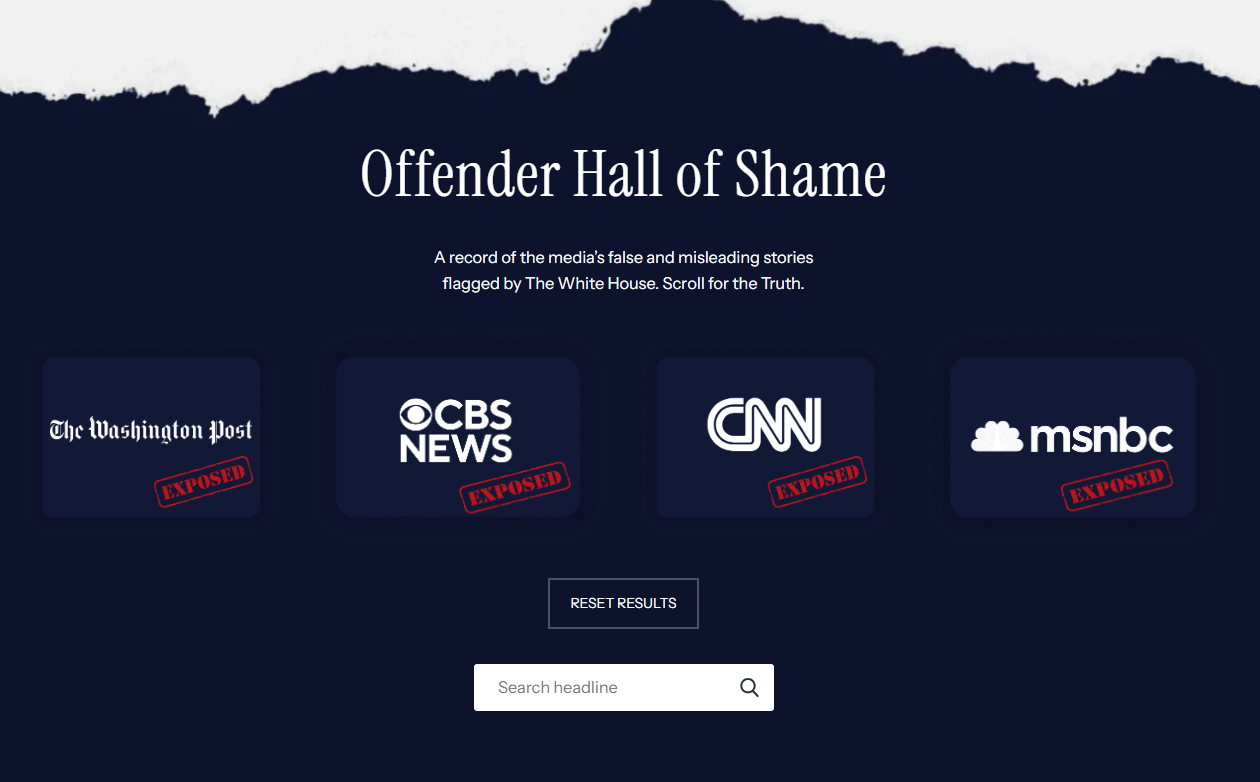 The White House is now publishing a ‘media offenders’ Hall of Shame to name and shame dozens of media outlets and reporters for publishing unflattering stories it dislikes.