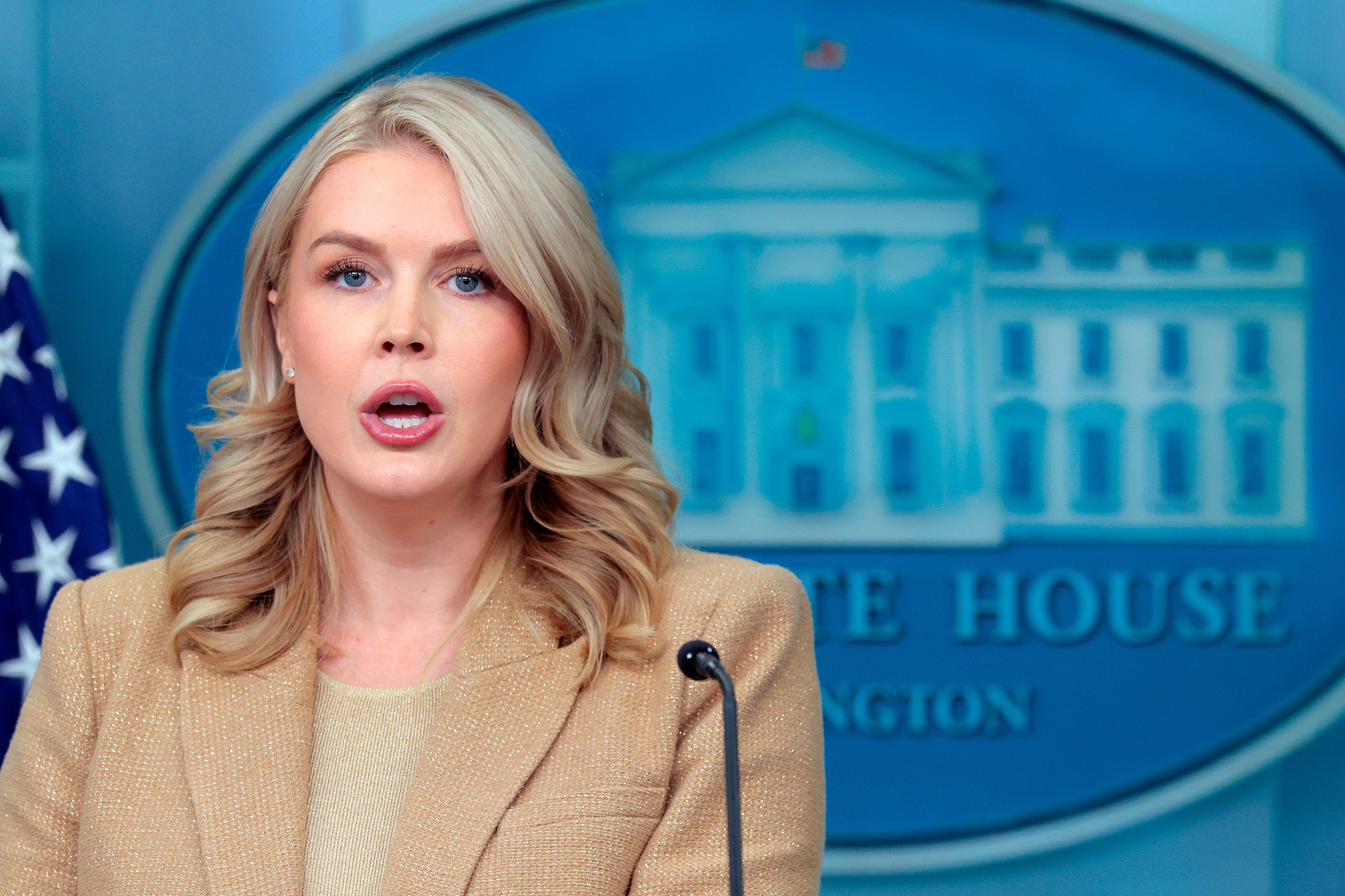 White House Press Secretary Karoline Leavitt has asked Republicans to praise President Donald Trump’s economic policies and has called concerns about cost of living a Democratic “hoax”