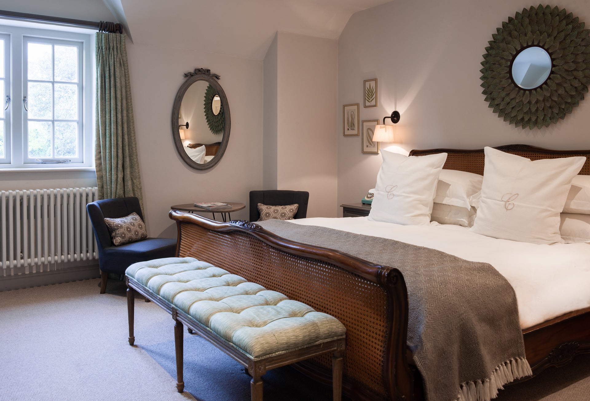 One of the stylish, luxury rooms at Calcot Manor & Spa that radiates Cotswolds chic