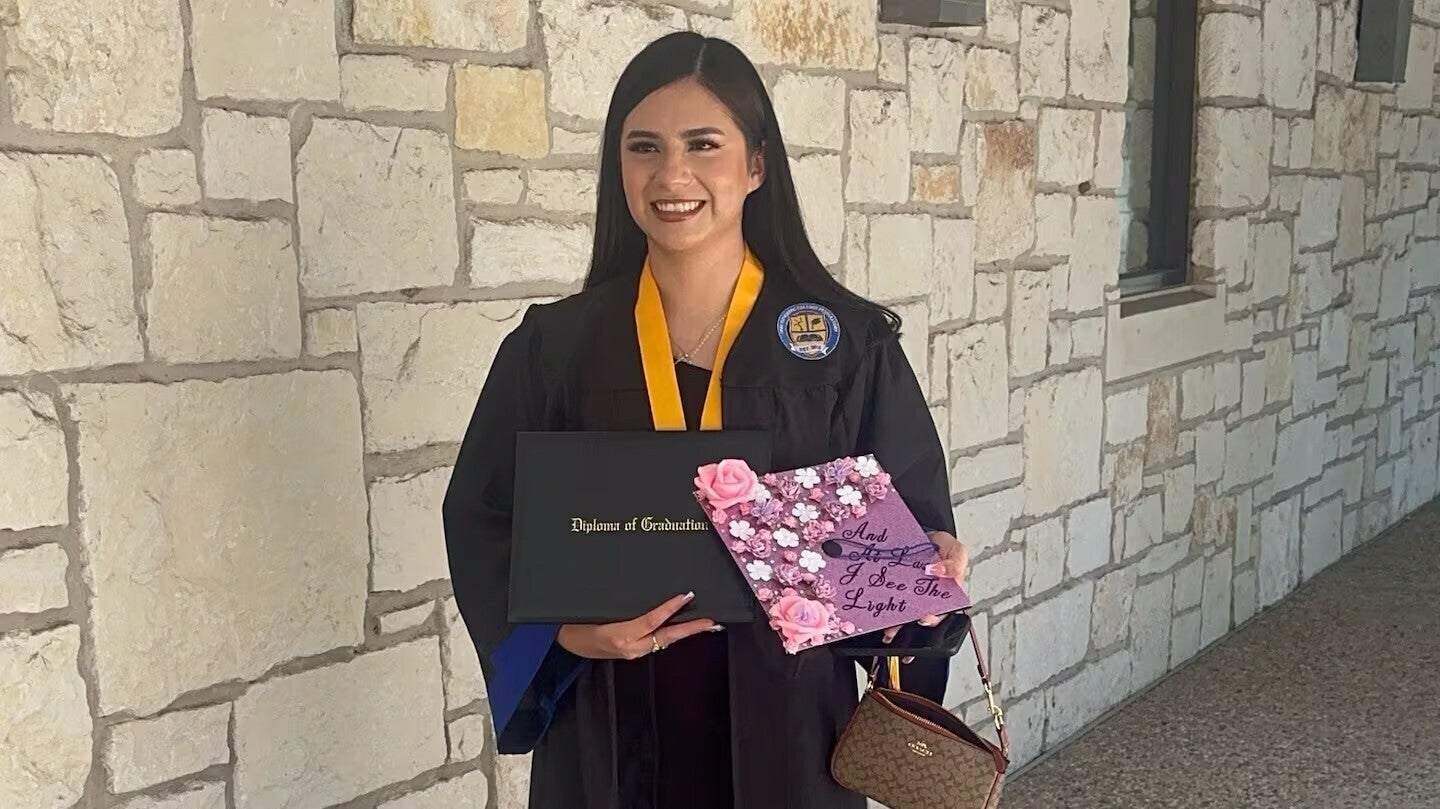 Any Lucia Lopez Belloza celebrates her high school graduation in Texas