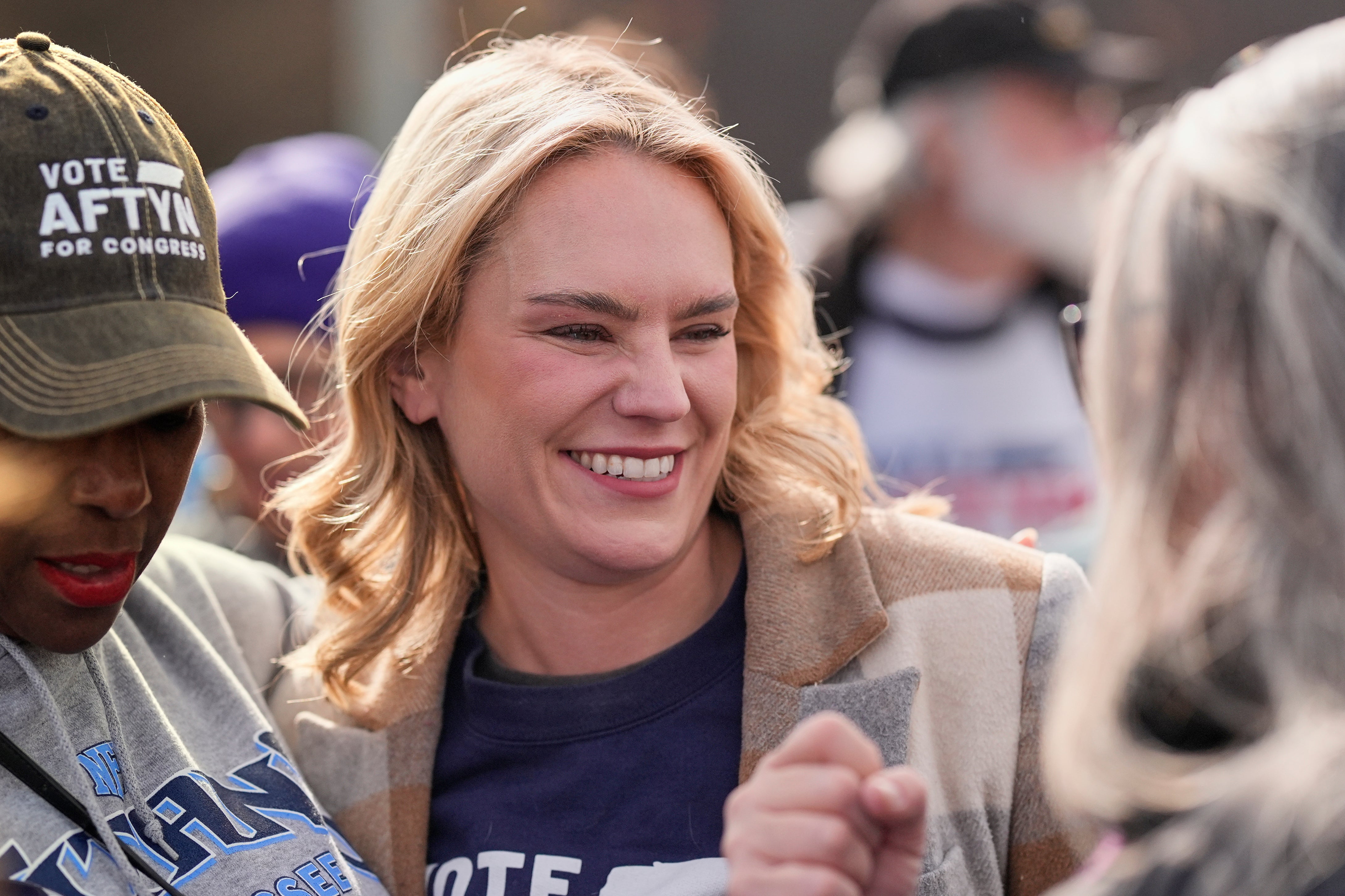 Democratic congressional candidate and State Rep. Aftyn Behn, attends a campaign event with her supporters in Nashville, Tennessee on Saturday.
