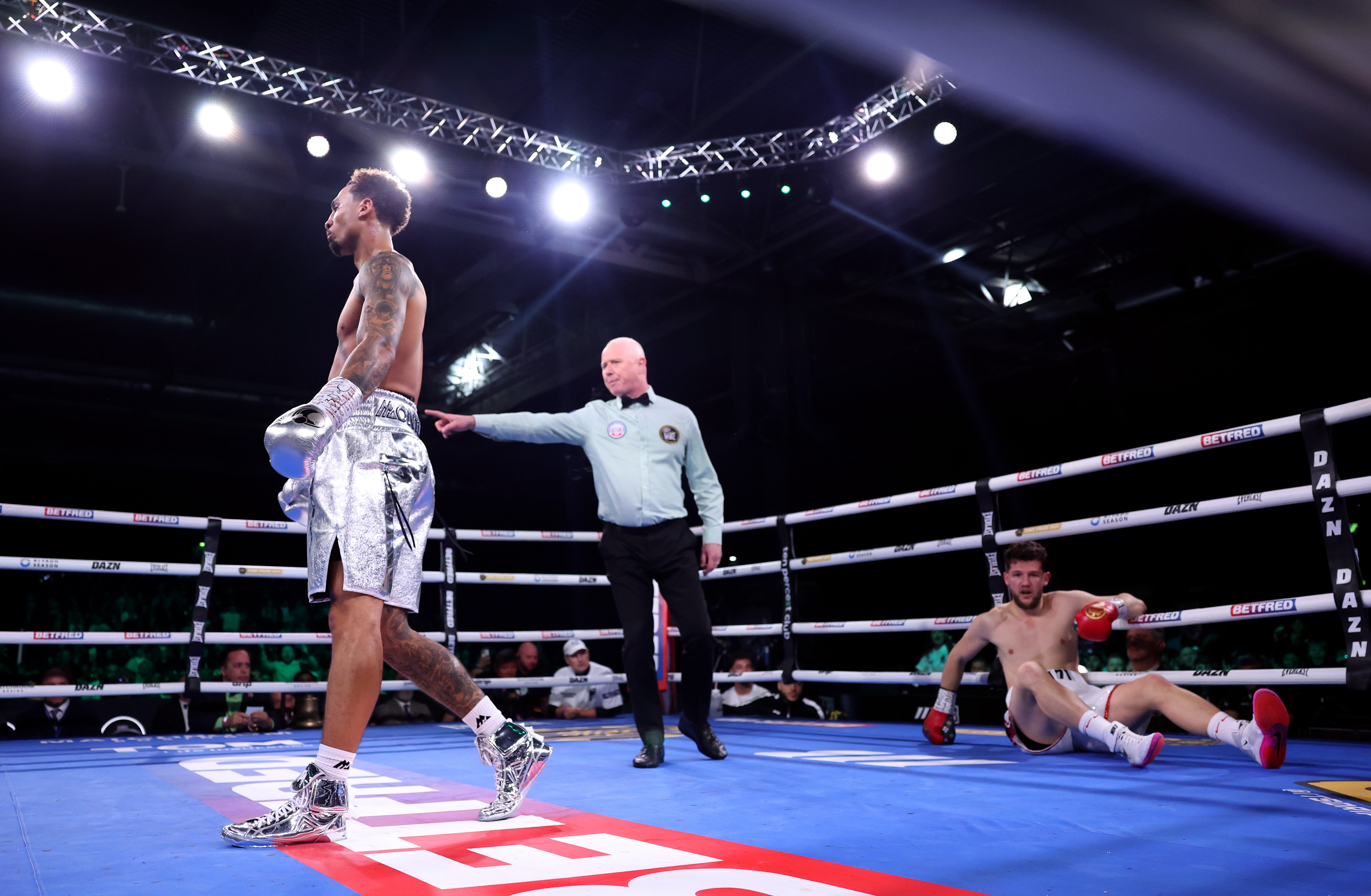 Ben Whittaker (left) dropped Benjamin Gavazi twice in a first-round victory