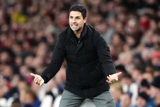 Manažer Arsenalu Mikel Arteta chce ve středu večer na Emirates Stadium opět plnou podporu publika (Adam Davy/PA)