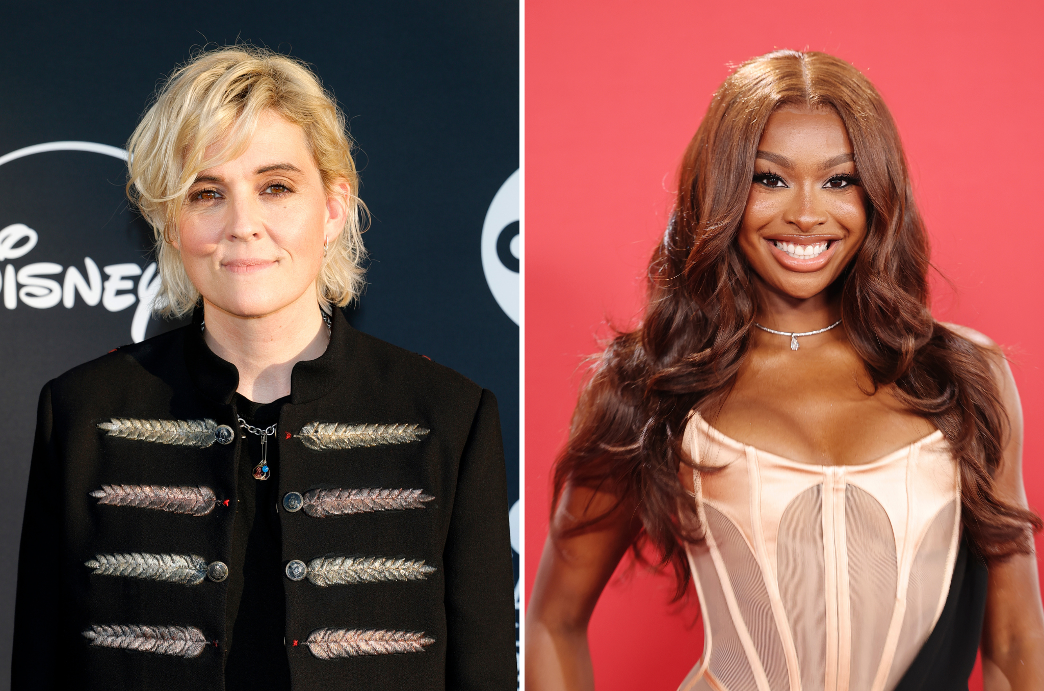 (L-R) Brandi Carlile will perform 'America the Beautiful' and Coco Jones will sing 'Lift Every Voice and Sing'