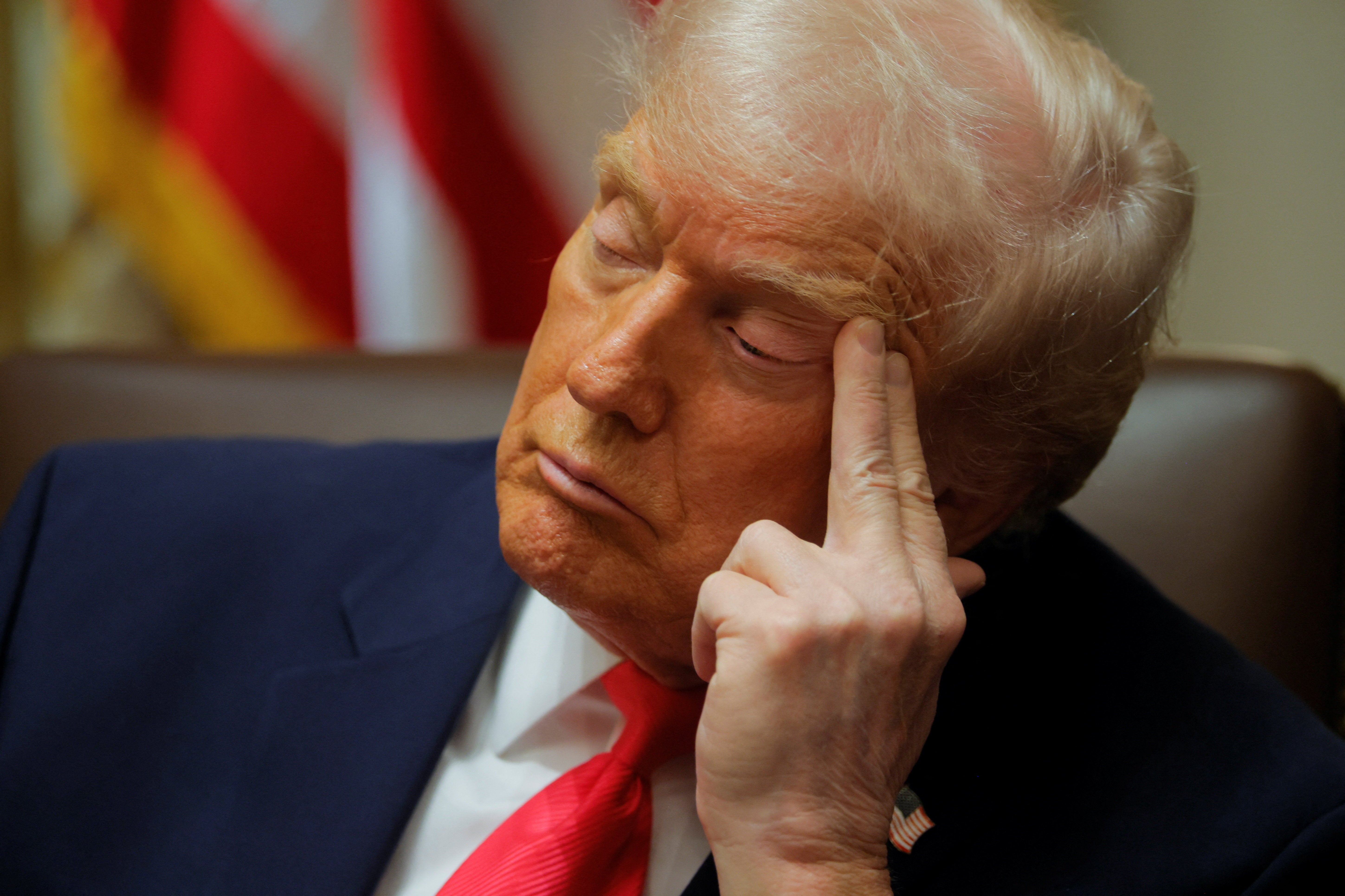 President Donald Trump appeared tired and drowsy during a cabinet meeting at the White House on Tuesday