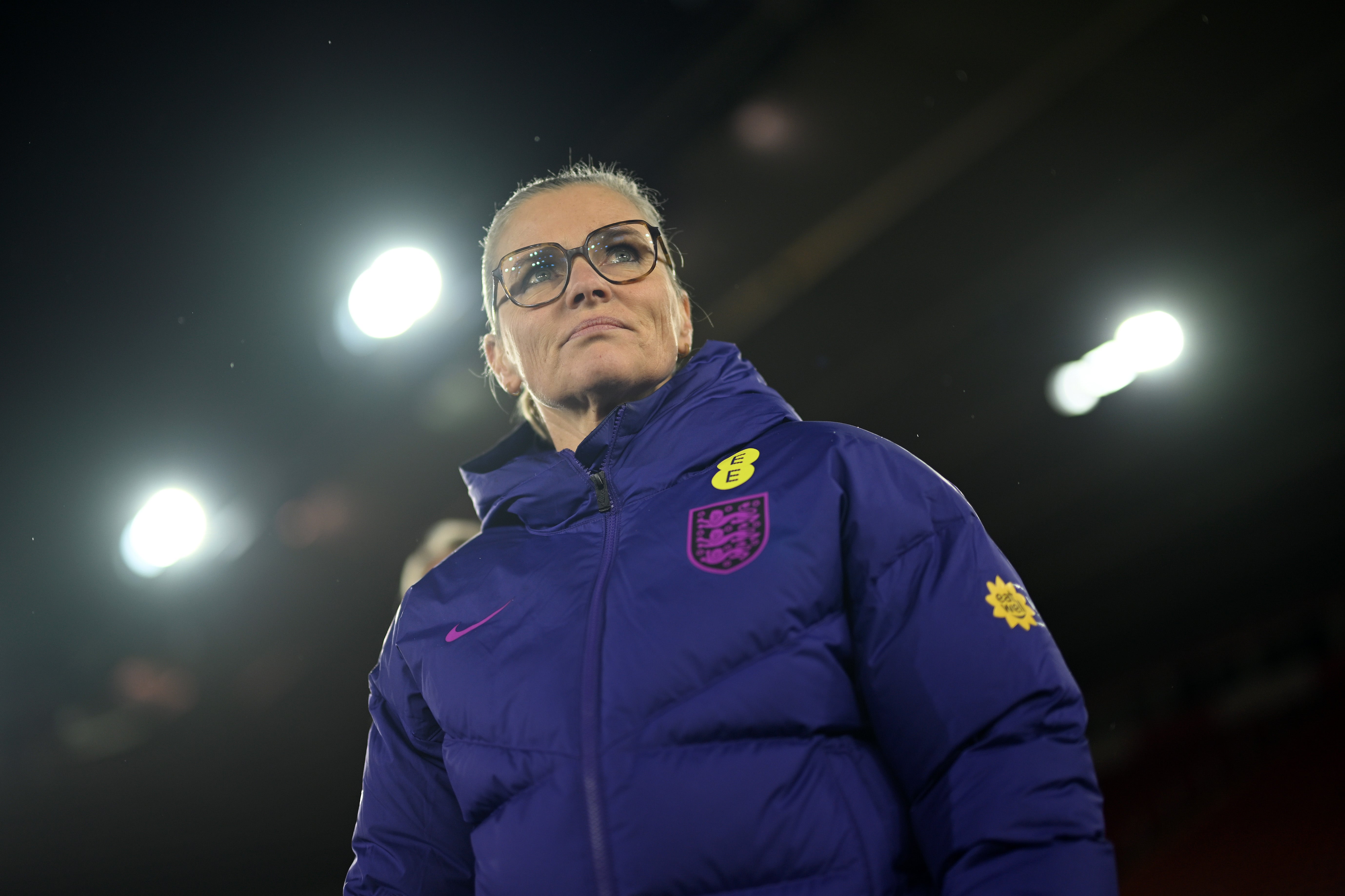 England manager Sarina Wiegman looks on at St Mary's Stadium