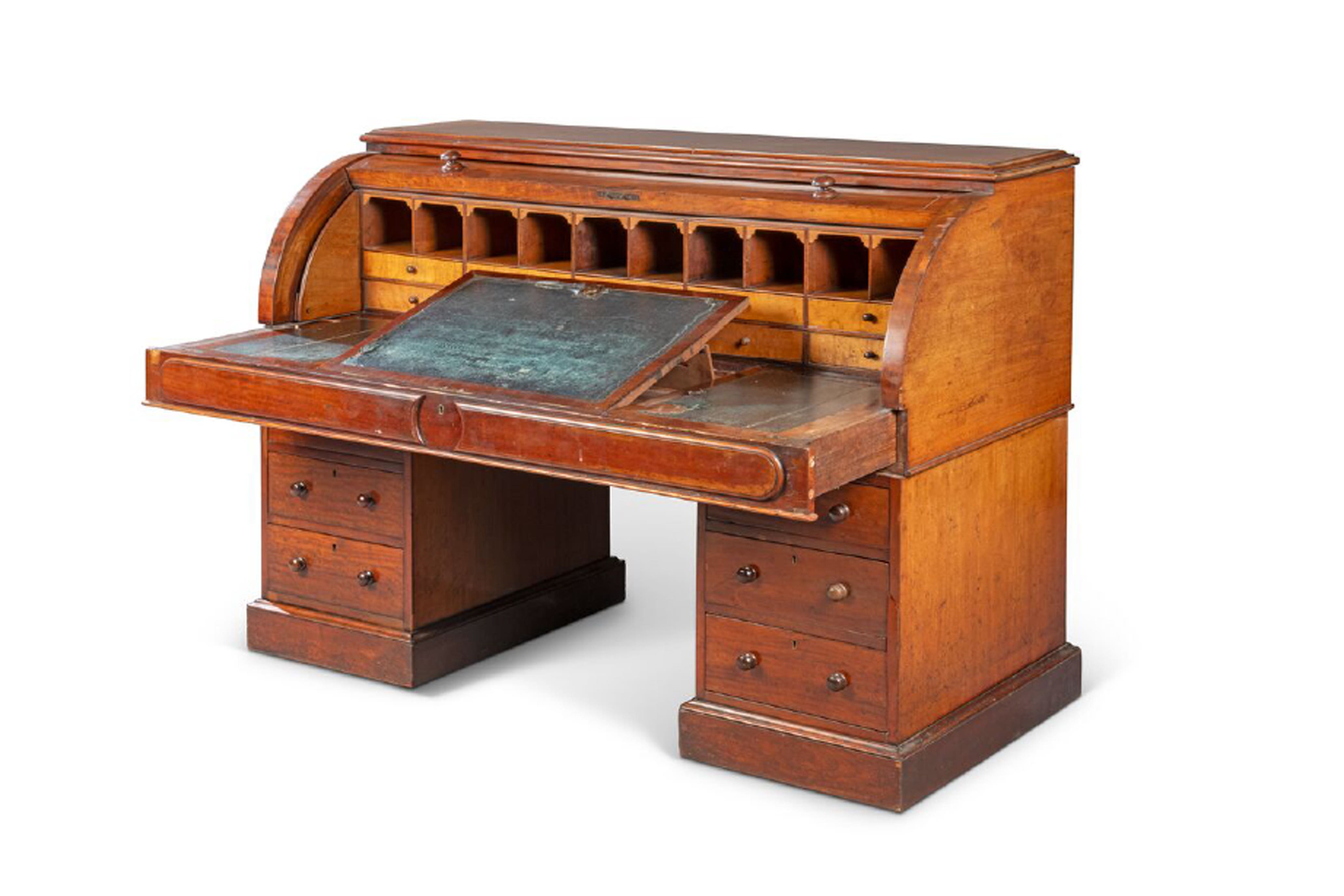 JRR Tolkien’s mid-Victorian roll-top mahogany and satinwood desk