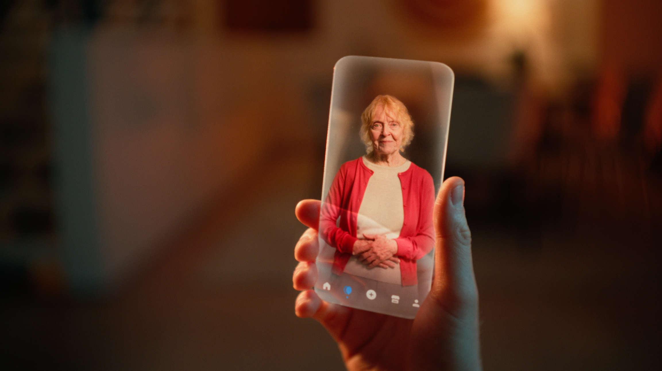 2wai was originally launched with the idea of creating 'HoloAvatars' to help protect influencers' identities and lend extra income streams to public figures. But they soon realized that if they leaned into the most controversial usage of a digital avatar, they could garner a lot more attention. Pictured is the dead grandmother as she appears on a phone in their viral advertisement