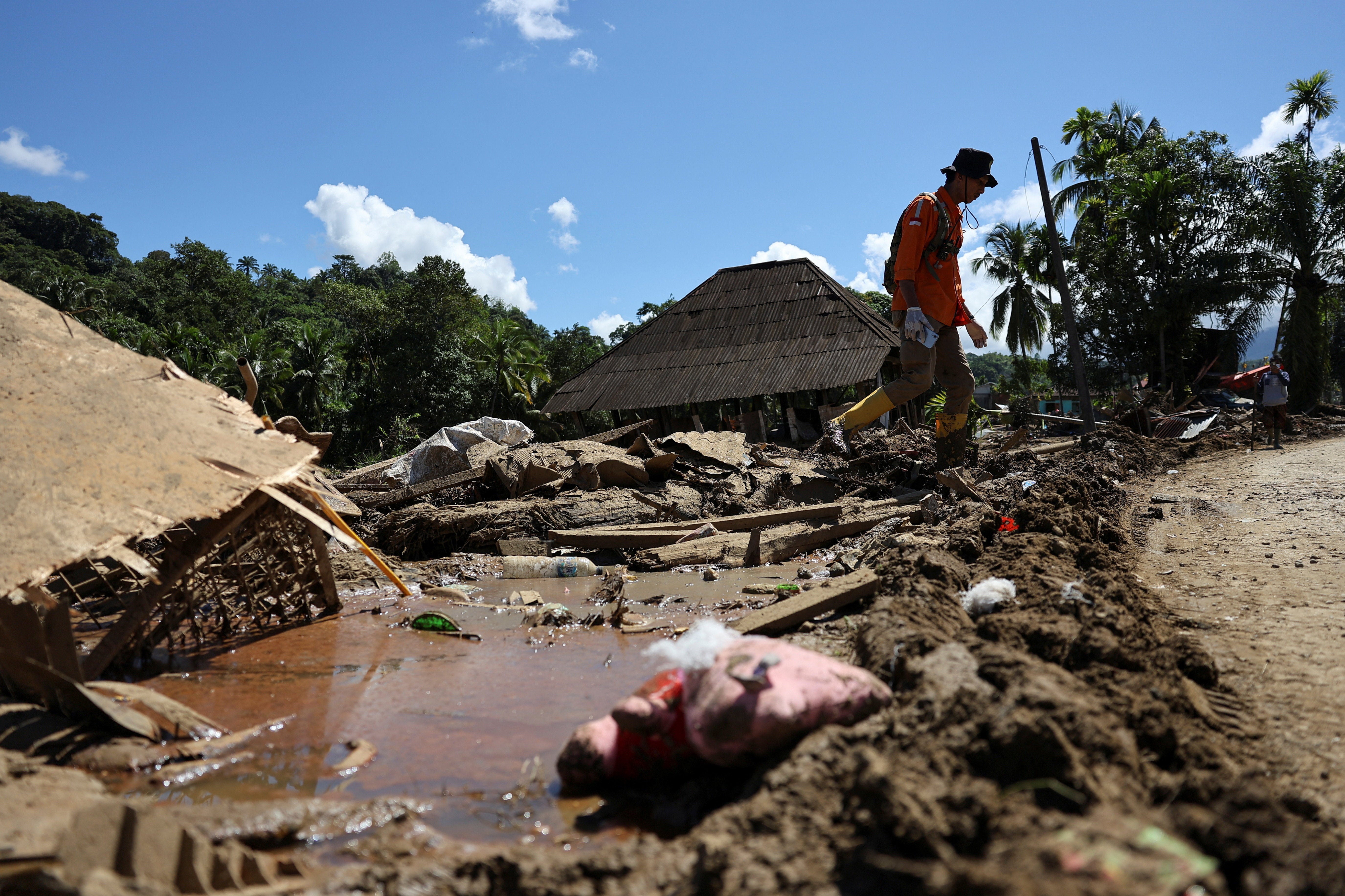 Area hit by flash floods in Palembayan, Agam, West Sumatra
