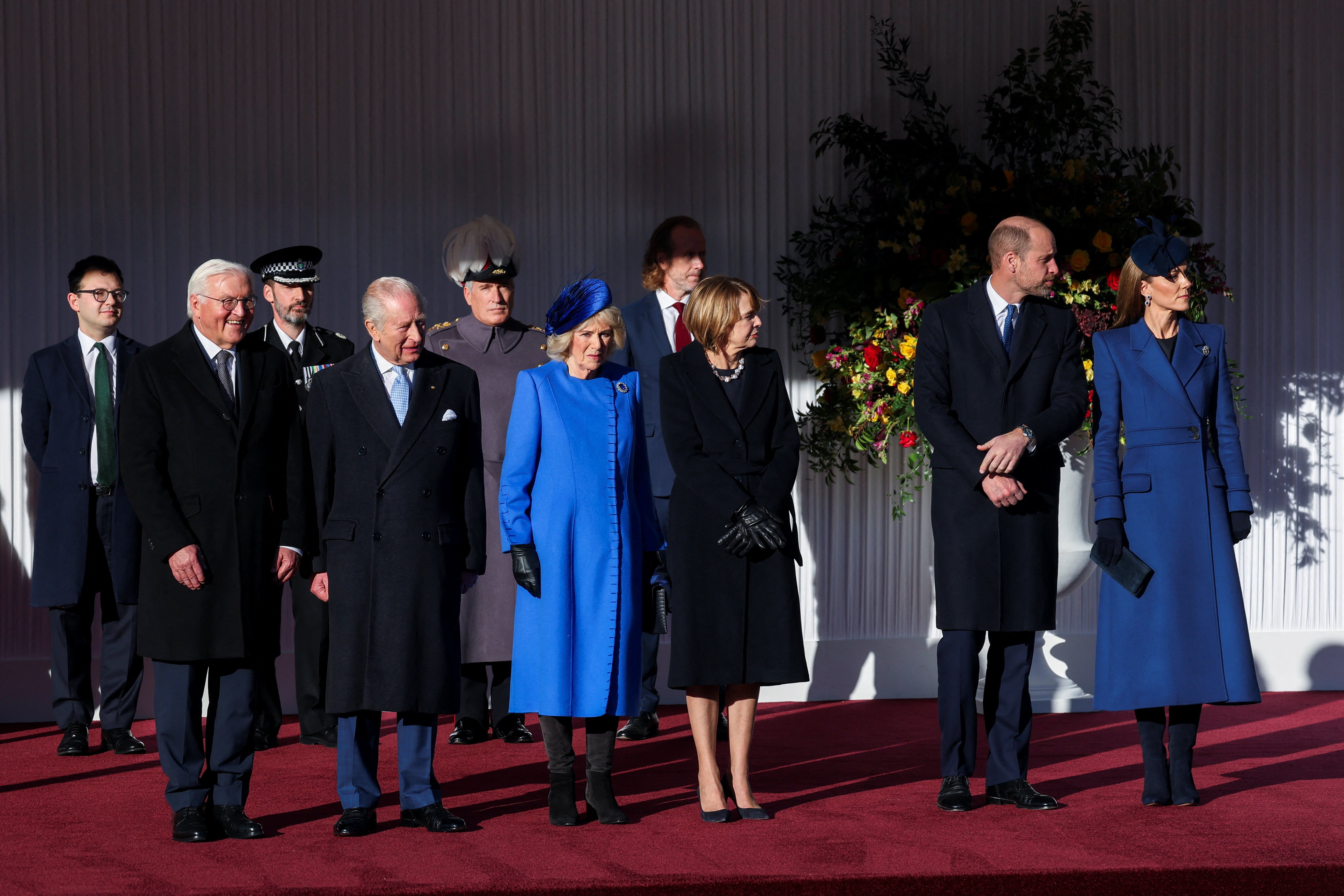 The King and Queen greet Germany’s President Frank-Walter Steinmeier and his wife Elke Budenbender (Toby Melville/PA)