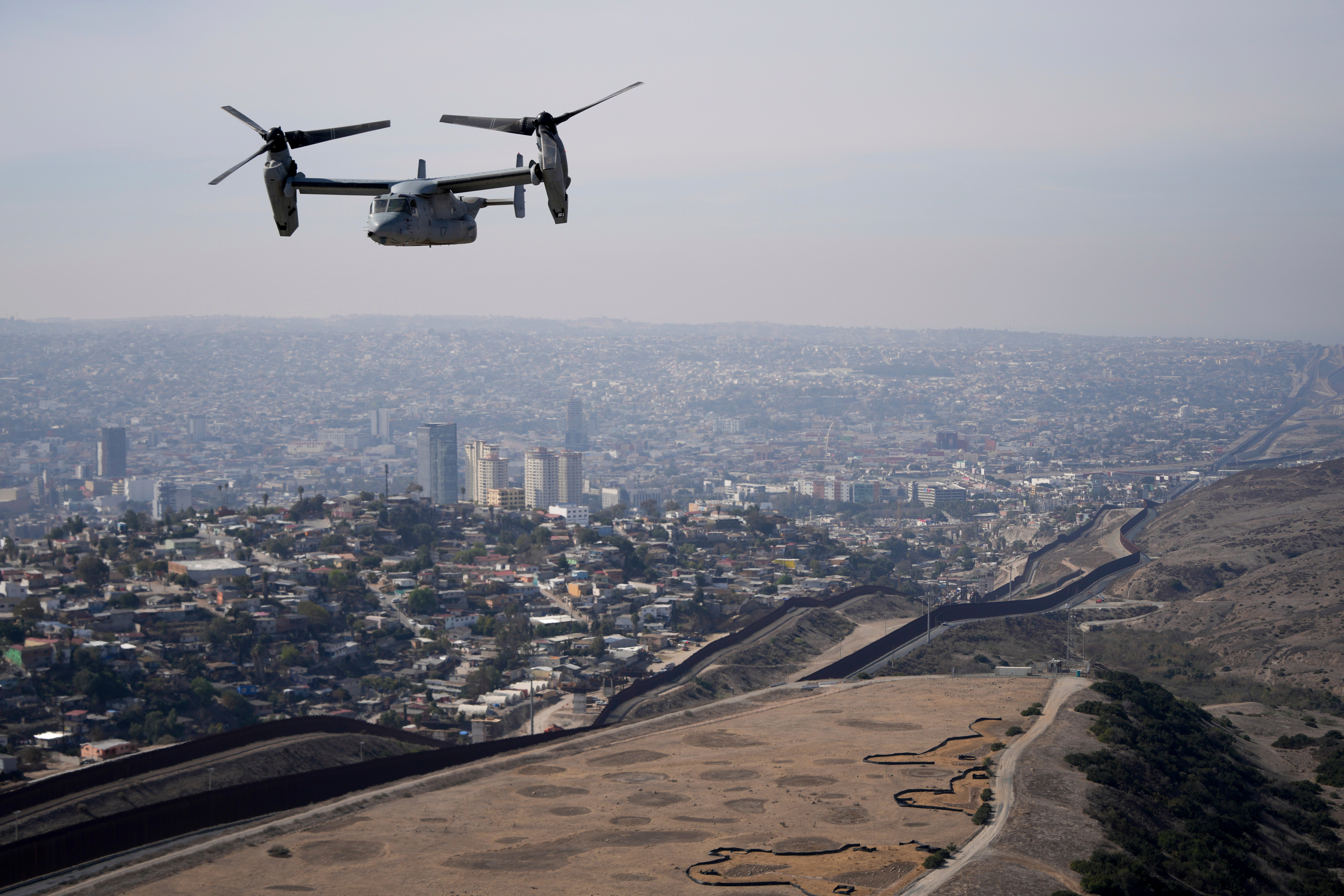 U.S. Osprey aircraft, like this one seen flying over the U.S.-Mexico border, were part of the deployment