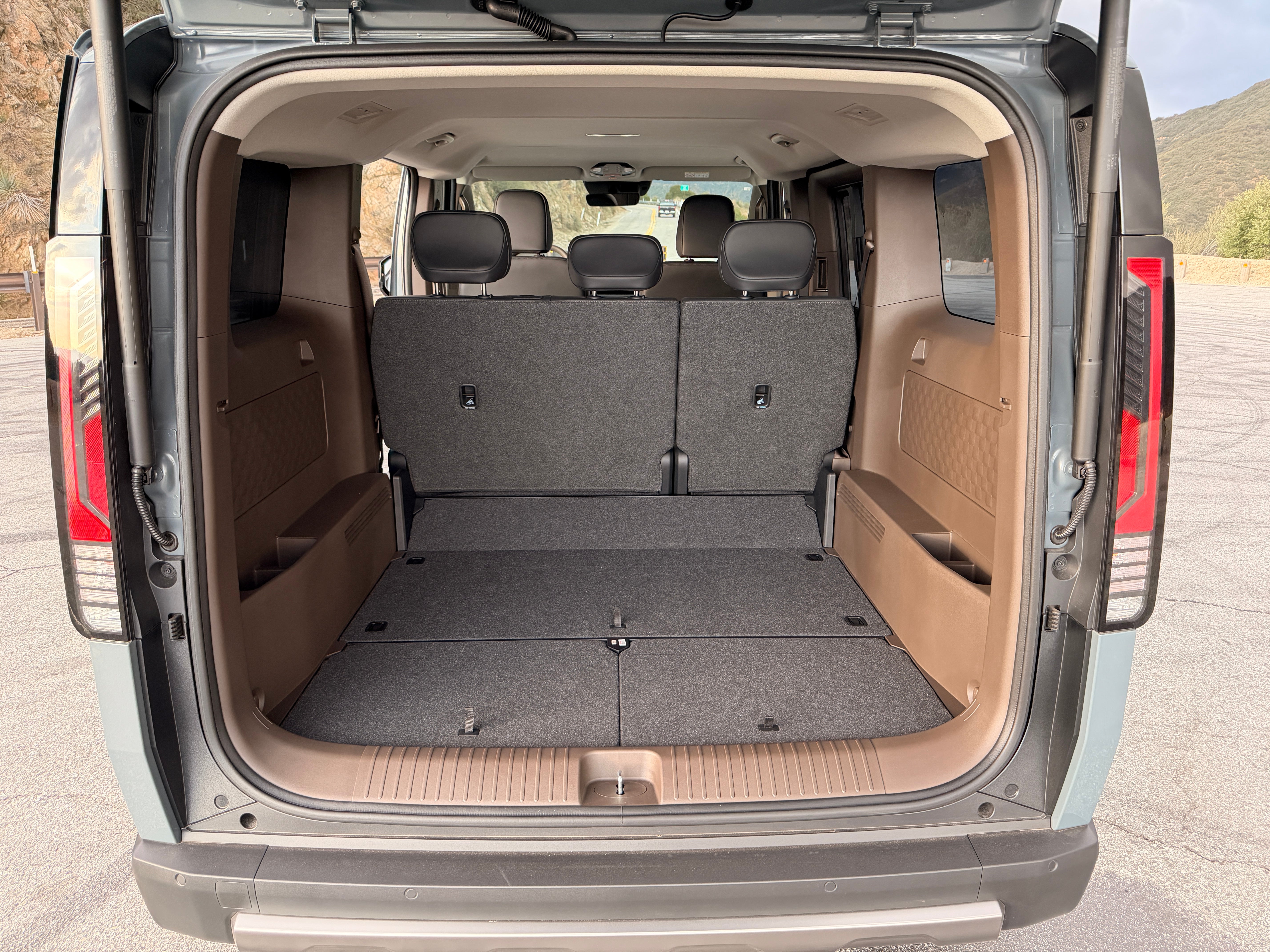 As you'd expect from a van-based vehicle, rear luggage space is enormous in the Kia PV5 Passenger