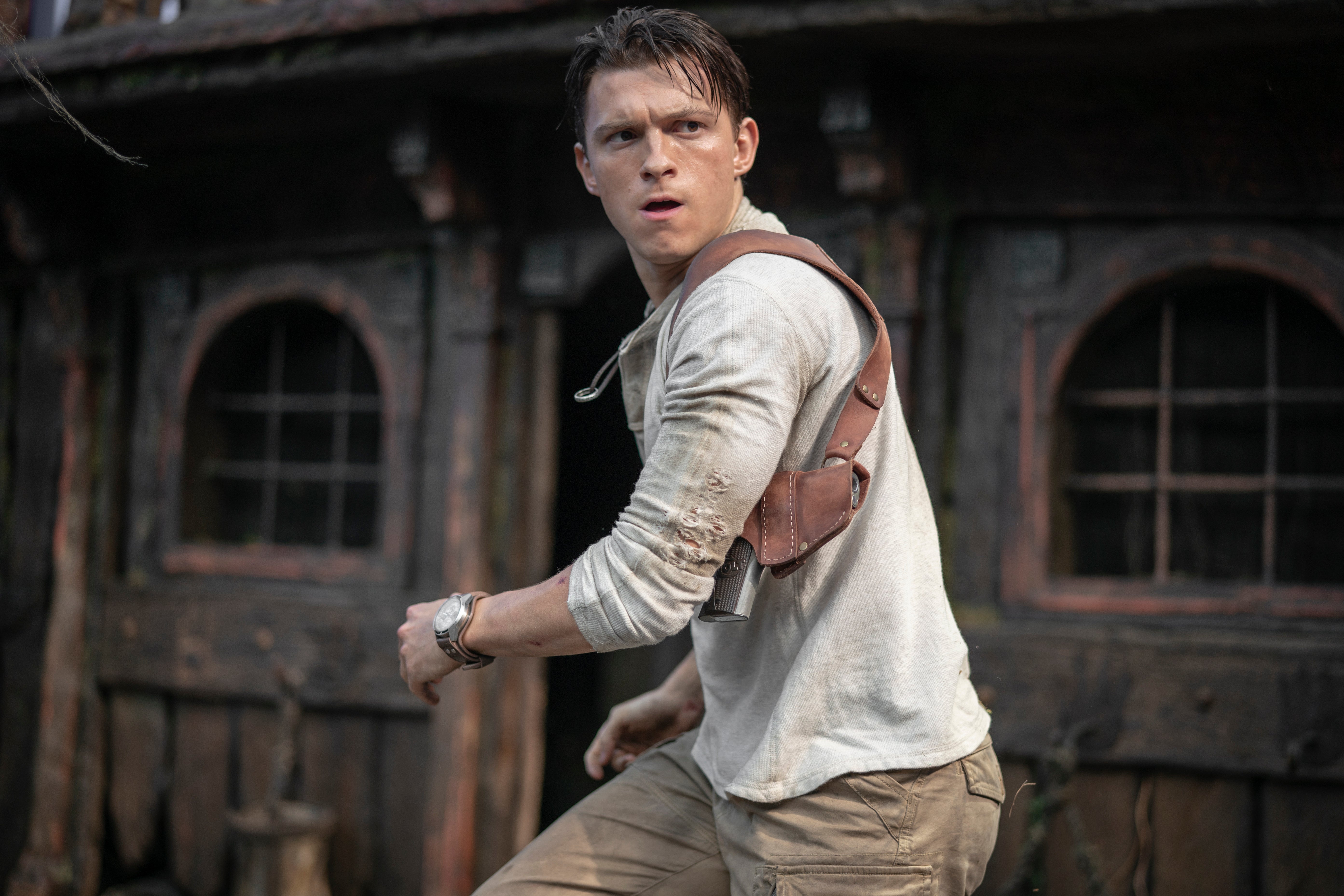Tom Holland in a scene from ‘Uncharted’