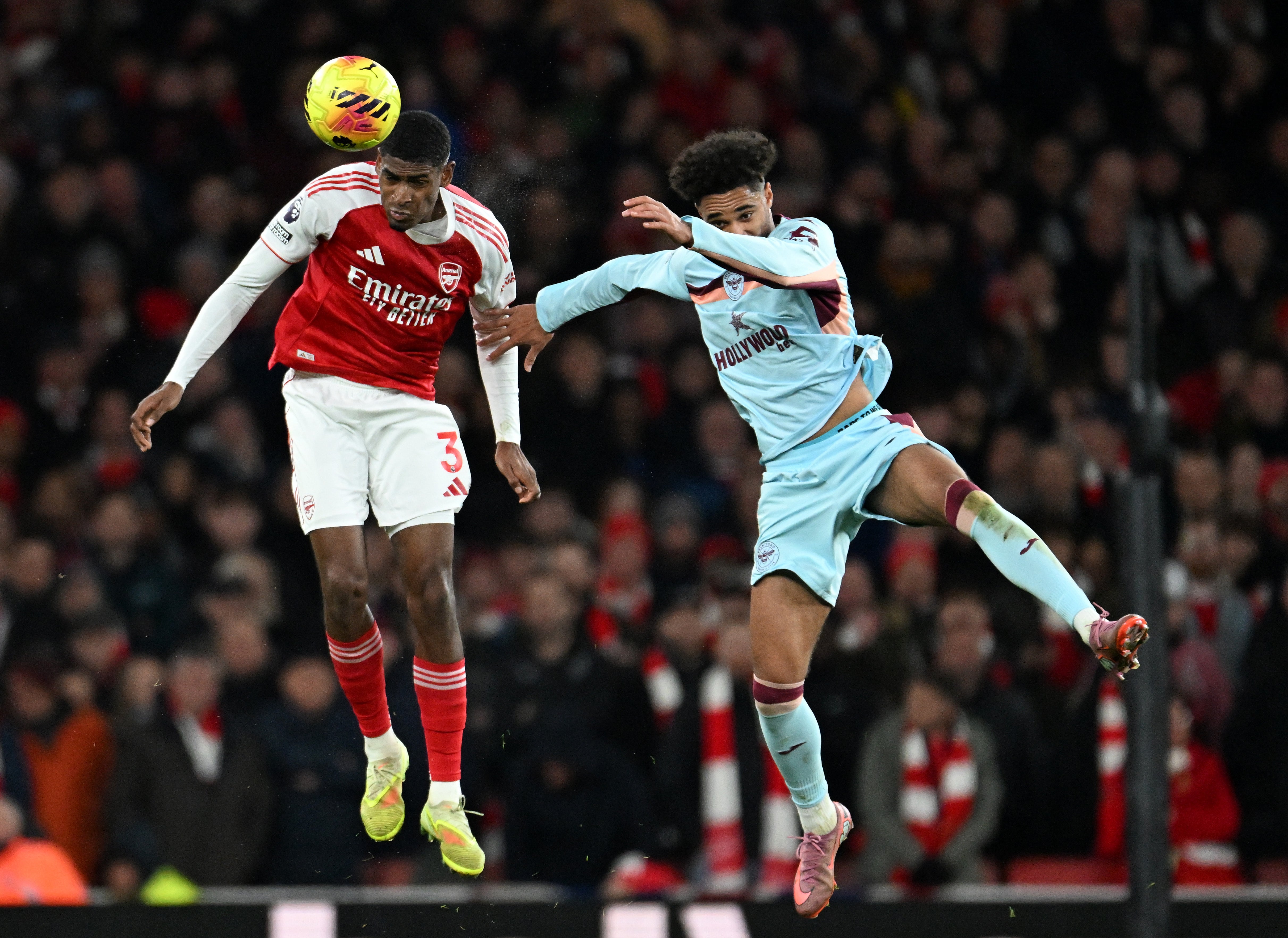 Cristhian Mosquera competed for a ball in the air and landed awkwardly