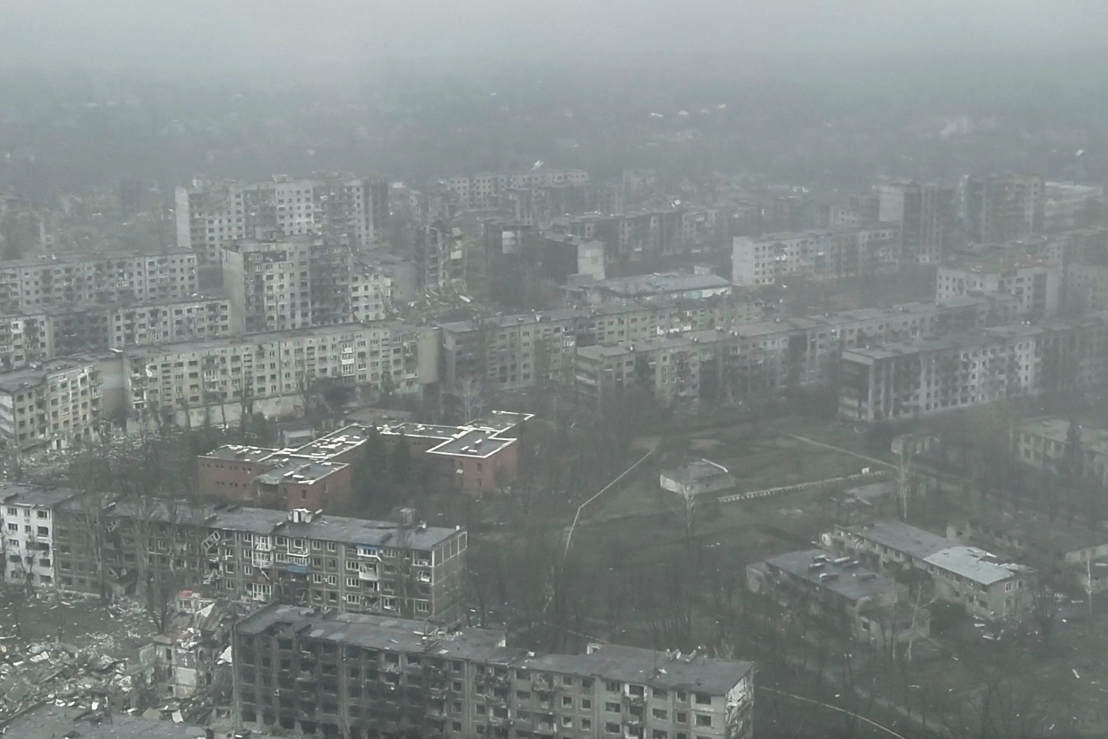 This image made from a December 2025 video provided by the Ukrainian Defense Forces shows the heavily-bombed city of Myrnohrad in eastern Ukraine's Donetsk region