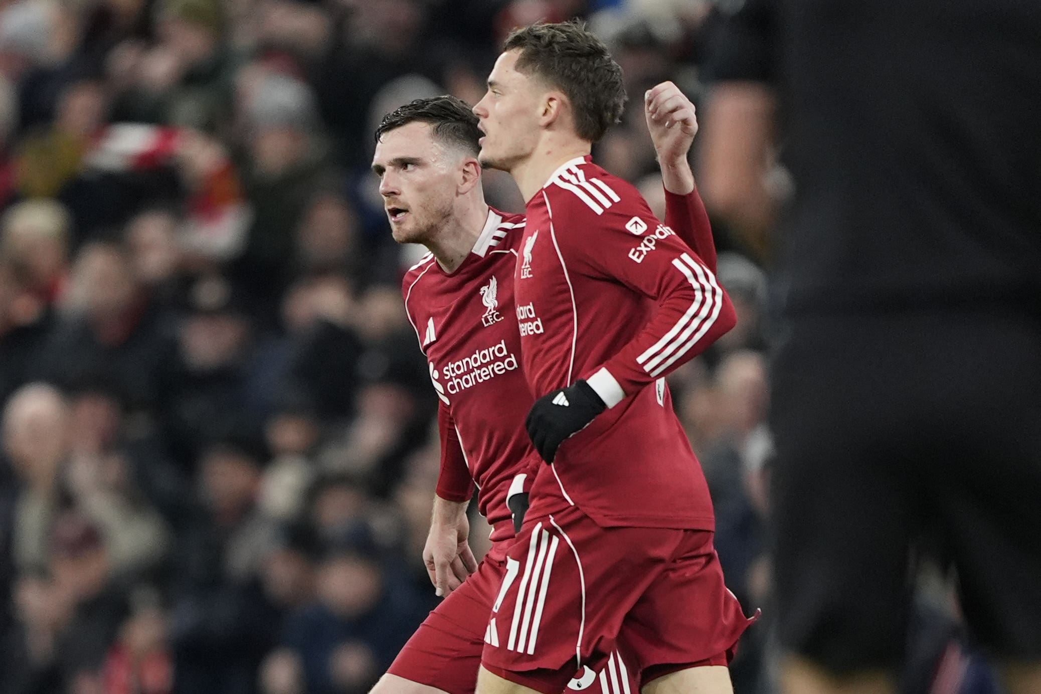 Florian Wirtz celebrates Liverpool’s equaliser