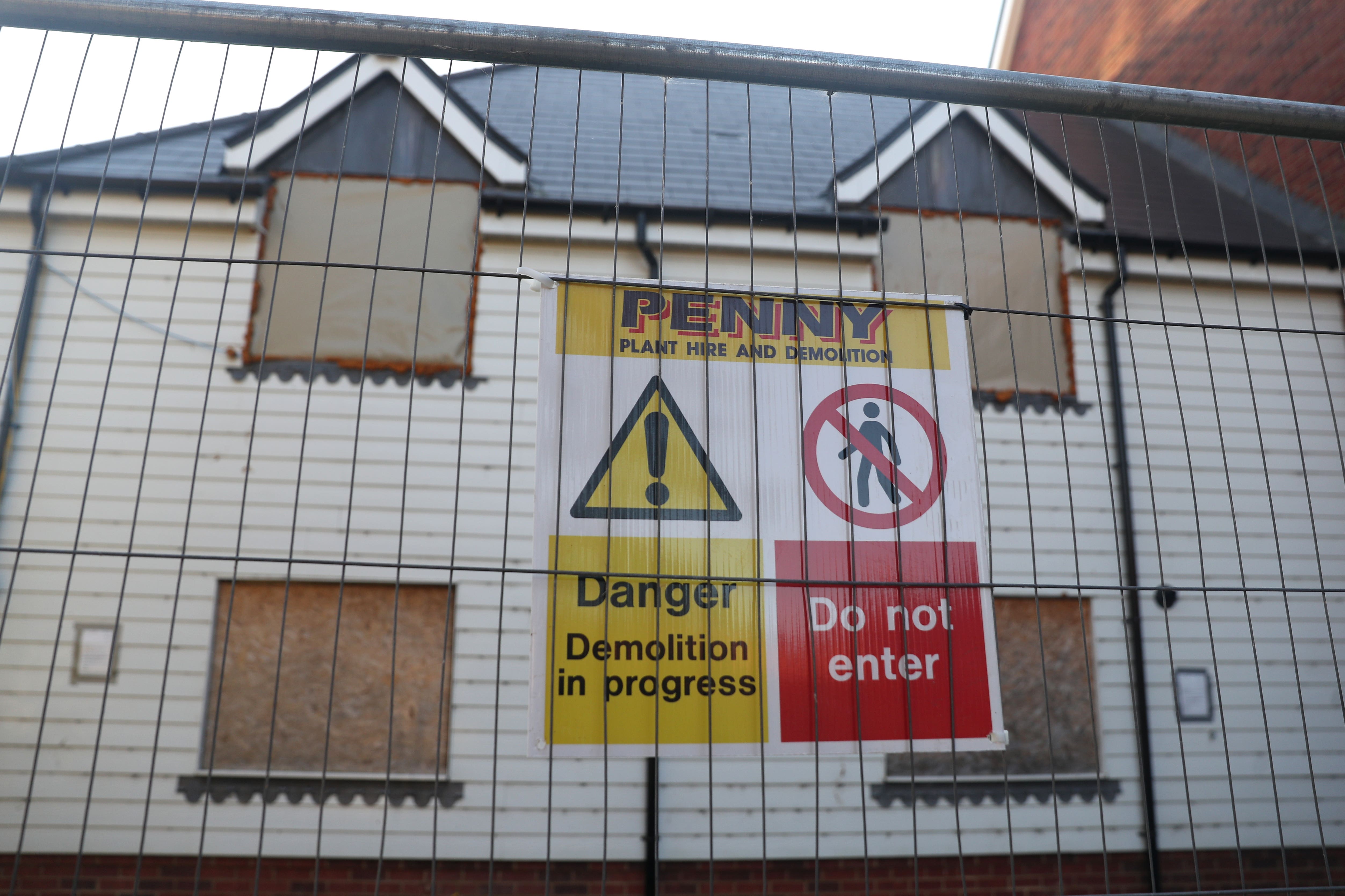 General view of the start of demolition work at the former home of Novichok victim Charlie Rowley where his partner, Dawn Sturgess, was poisoned with Novichok