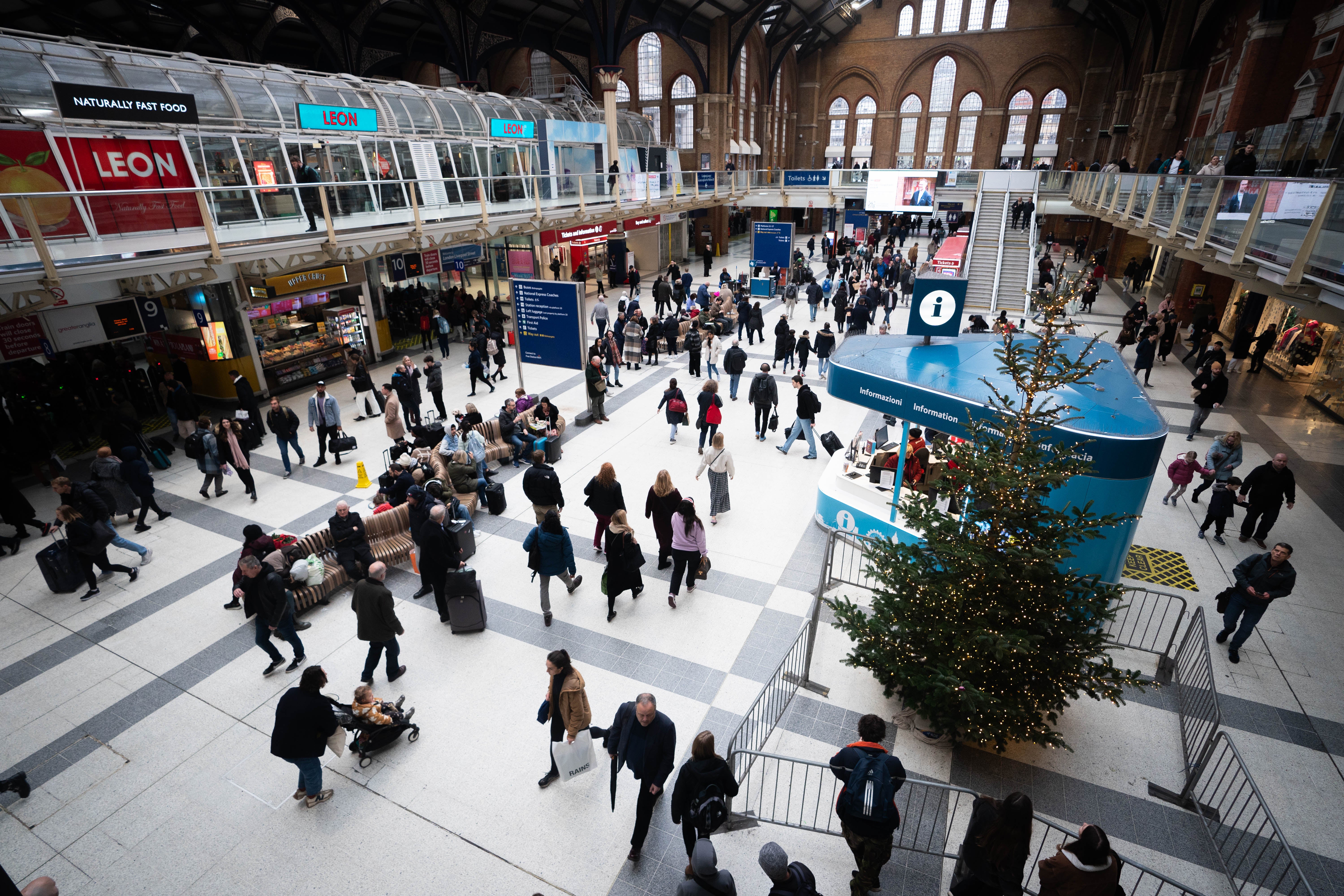 Passengers in Liverpool Street Station, London