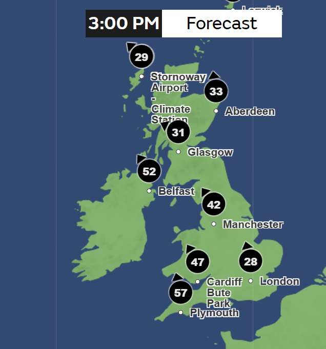 Friday is expected to be a windy day with gusts over 50mph to hit the South West