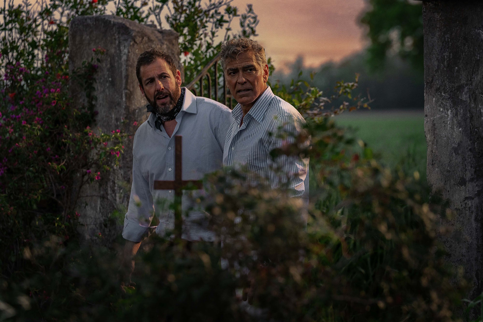 <p>Adam Sandler and George Clooney in ‘Jay Kelly’</p>