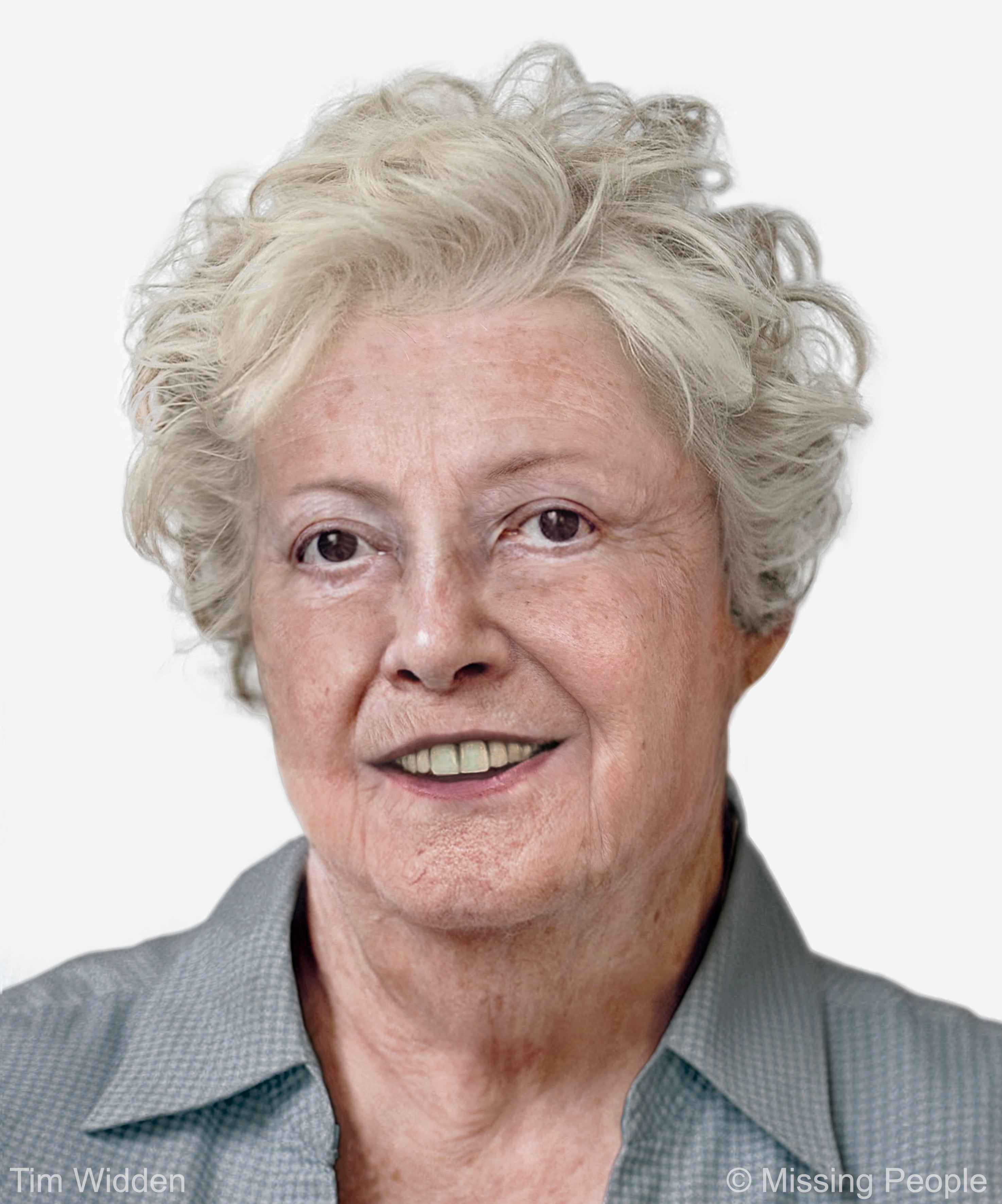 An age progression image of Mary Flanagan, predicting what she could look like at 74 years old