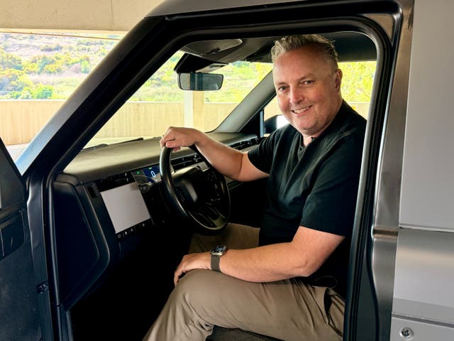 <p>Steve Fowler got behind the wheel of the Slate in California</p>