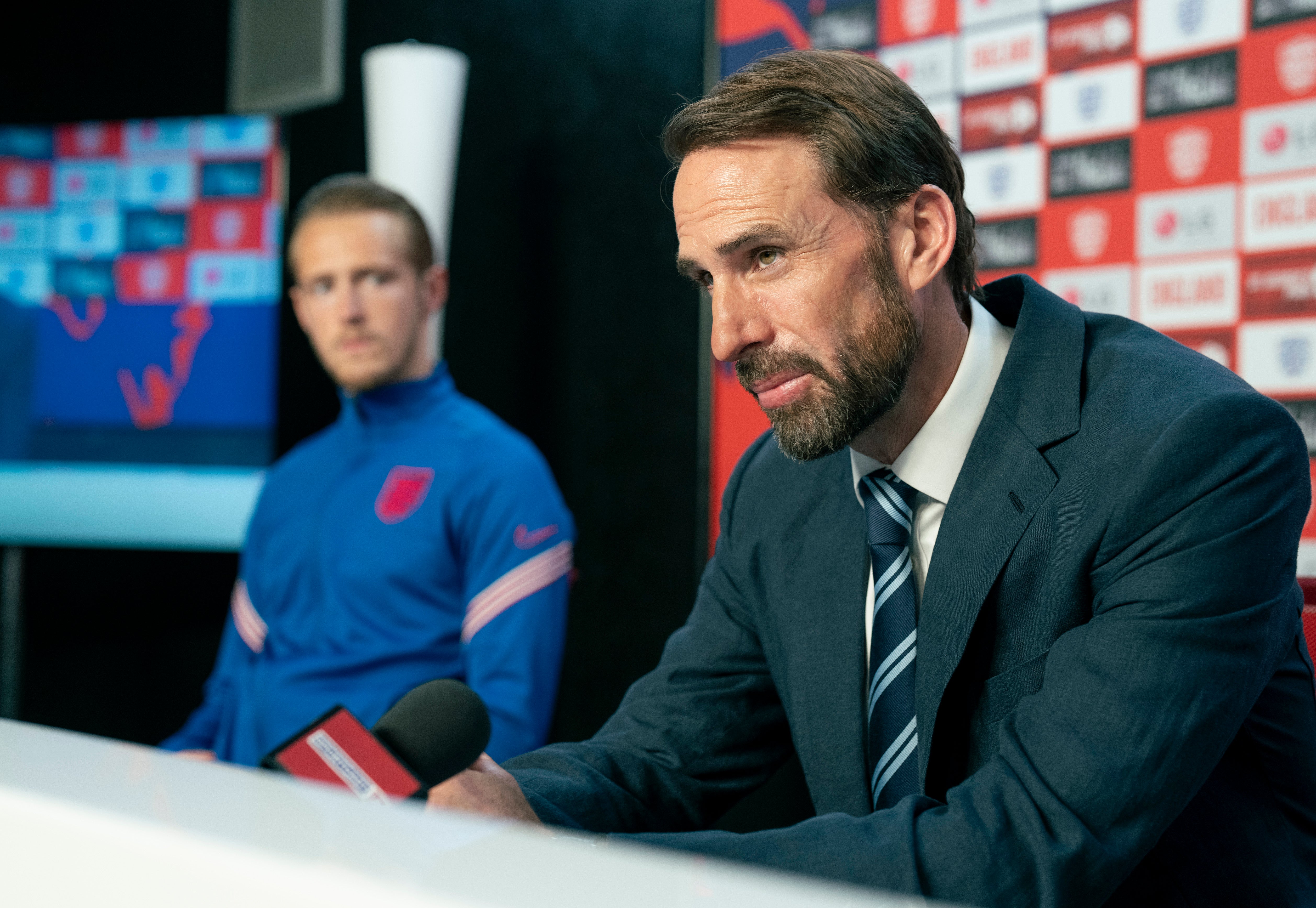 Uncanny: Joseph Fiennes as England manager Gareth Southgate