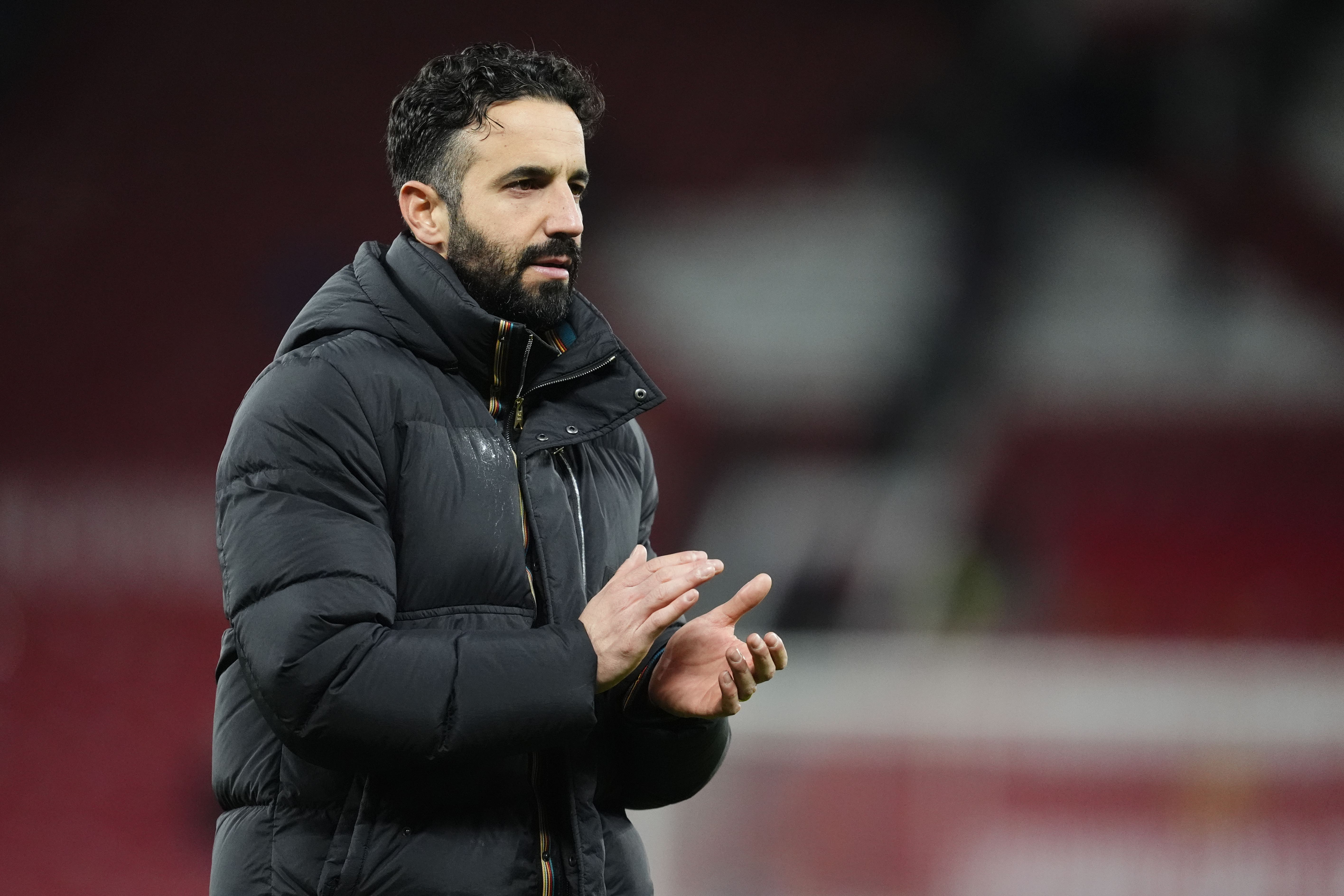 Manchester United manager Ruben Amorim applauds fans after the 1-1 draw with West Ham (Nick Potts/PA)