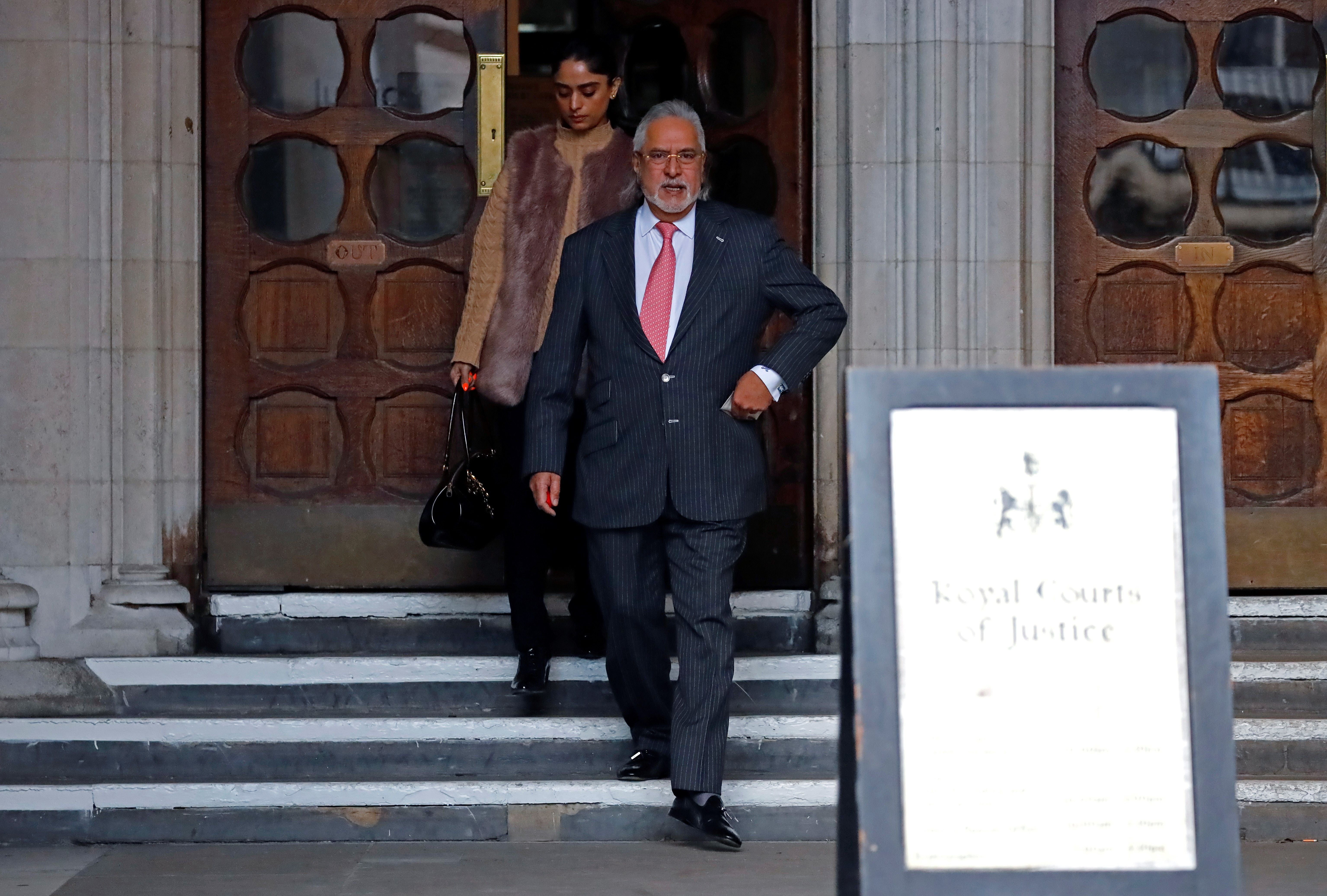 Indian tycoon Vijay Mallya leaves a 2020 High Court hearing into his appeal against his extradition to India