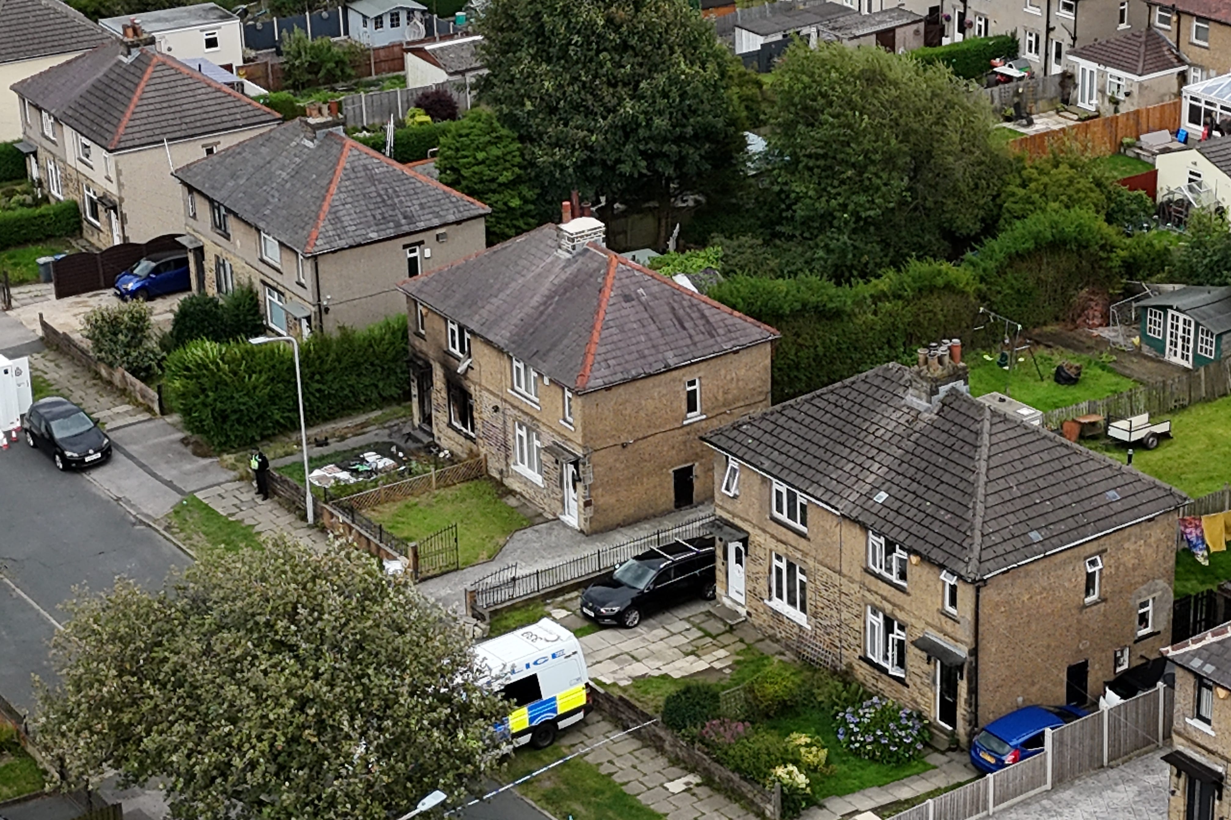 Emergency services at the scene in Bradford